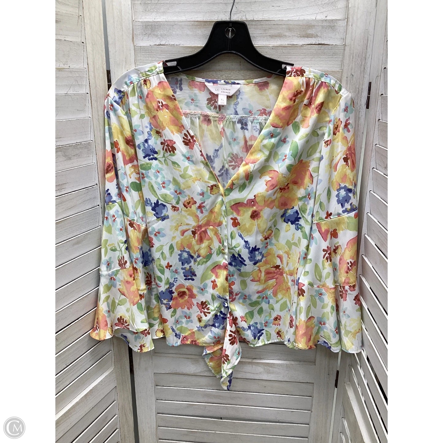 Blouse Long Sleeve By Lc Lauren Conrad In Floral Print, Size: Xl