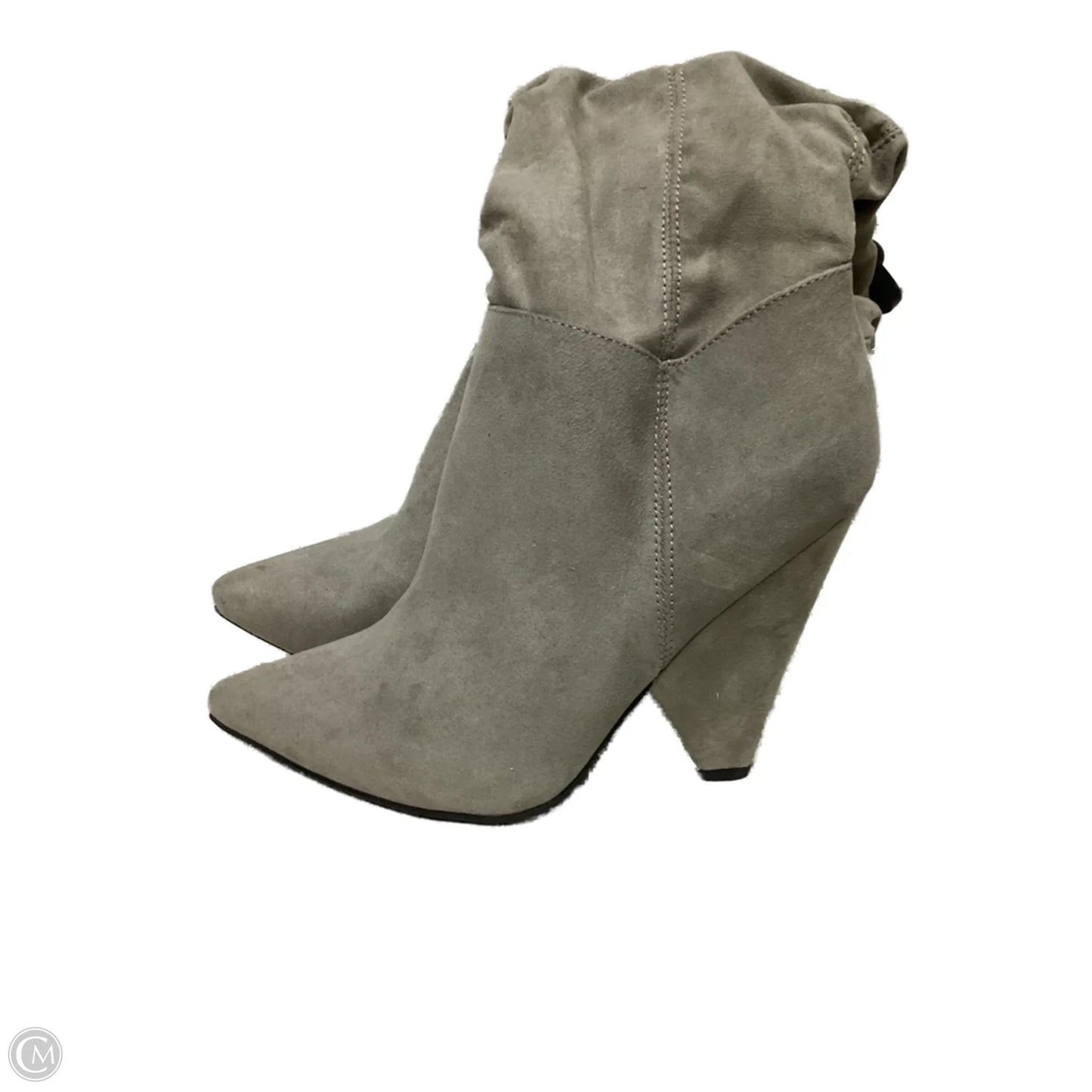 Boots Mid-calf Heels By Bamboo In Grey, Size: 8
