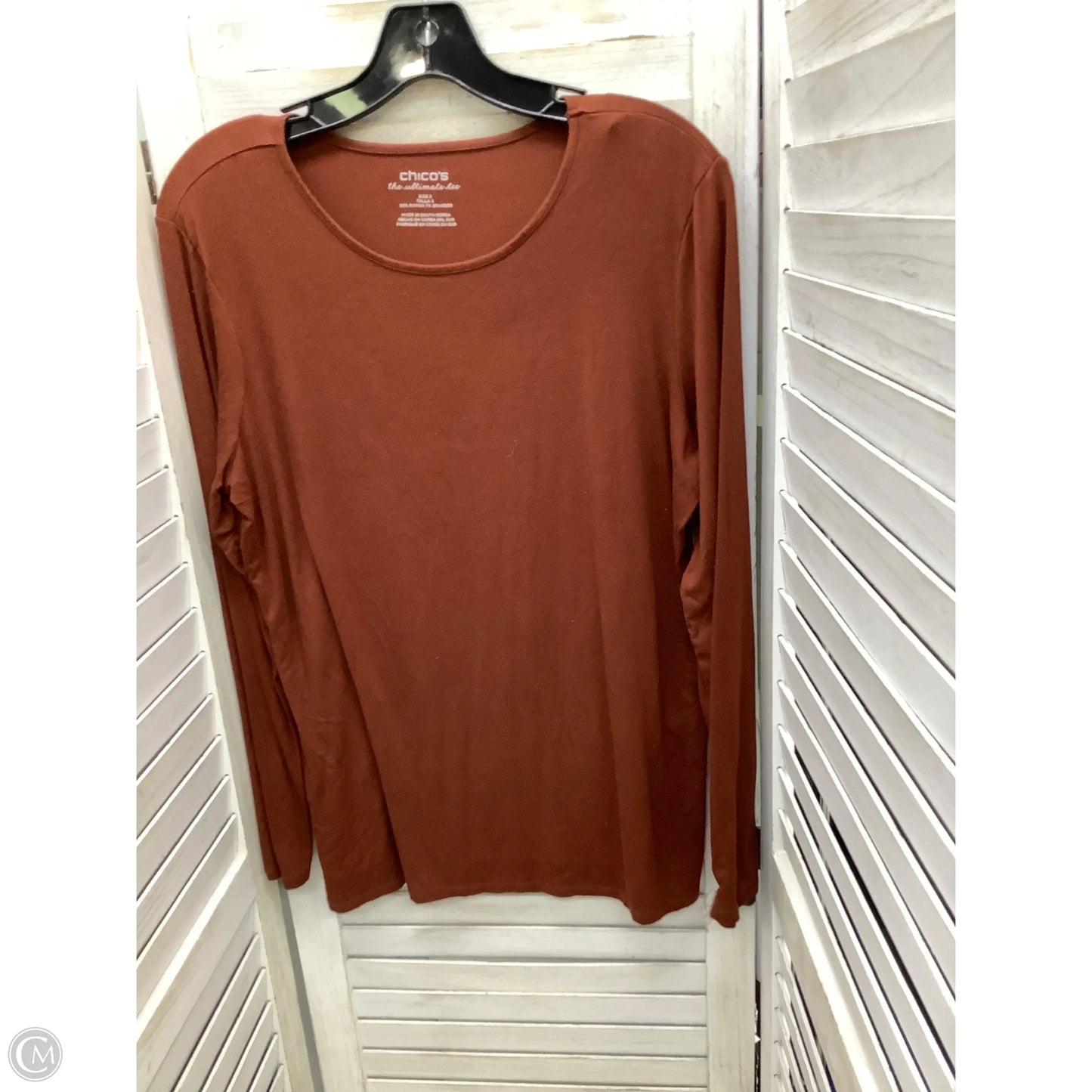 Top Long Sleeve Basic By Chicos In Copper, Size: L