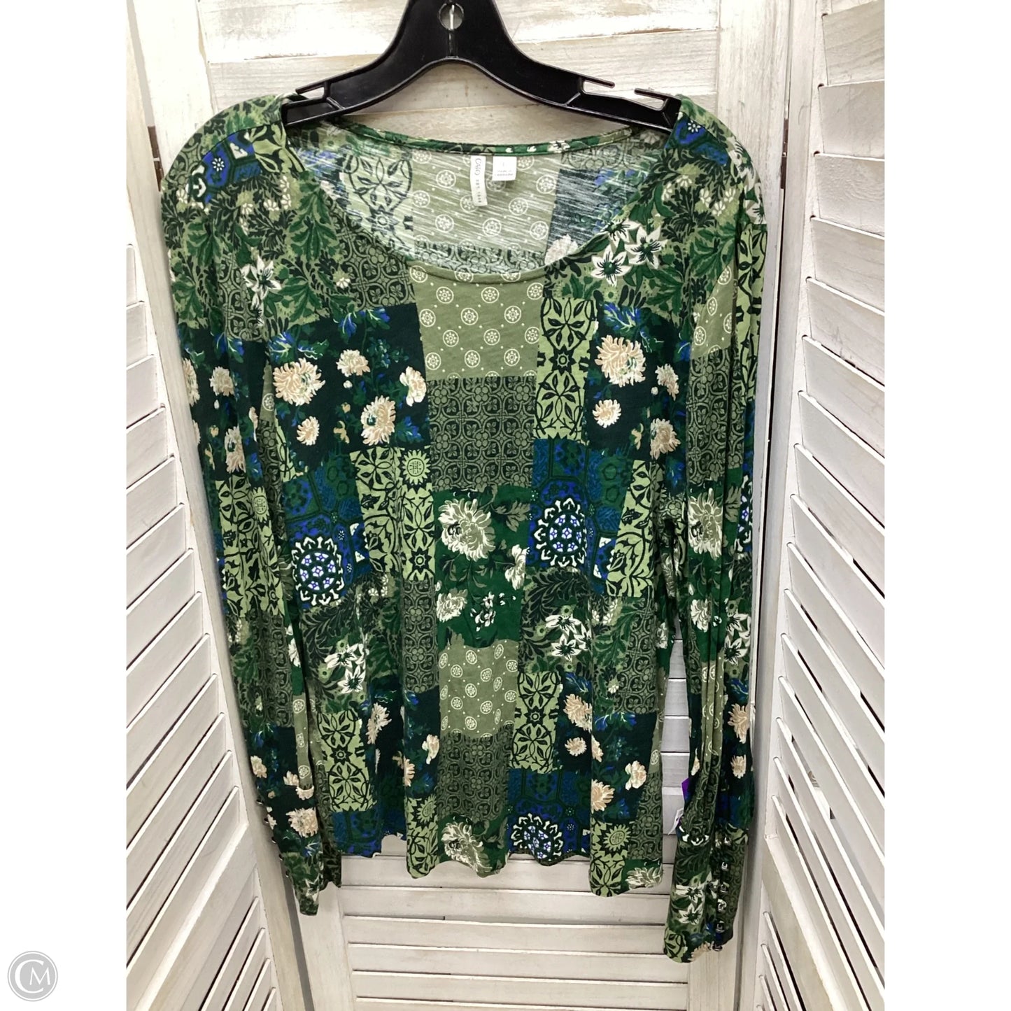 Top Long Sleeve By Cato In Green, Size: L