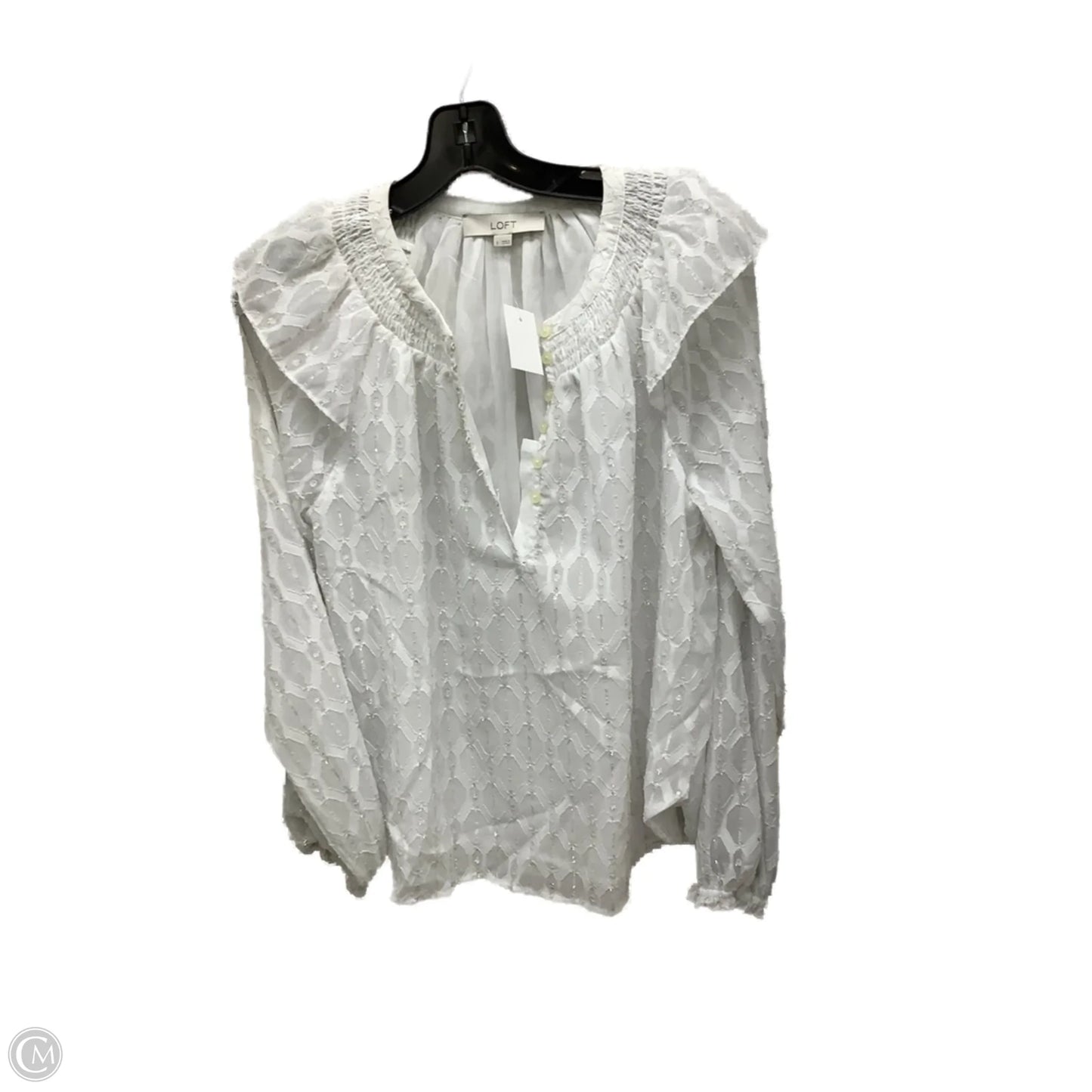 Top Long Sleeve By Loft In White, Size: S