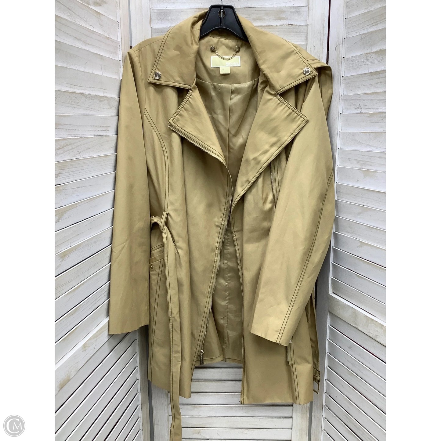 Coat Trench Coat By Michael By Michael Kors In Tan, Size: L