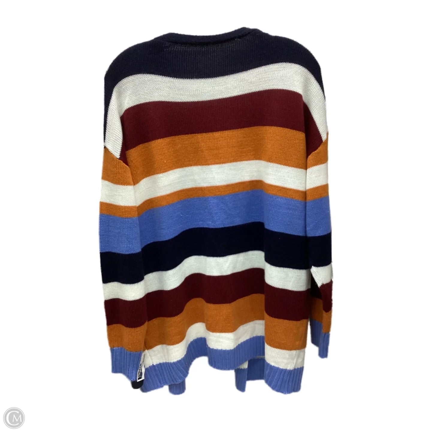 Sweater Cardigan By Clothes Mentor In Striped Pattern, Size: L