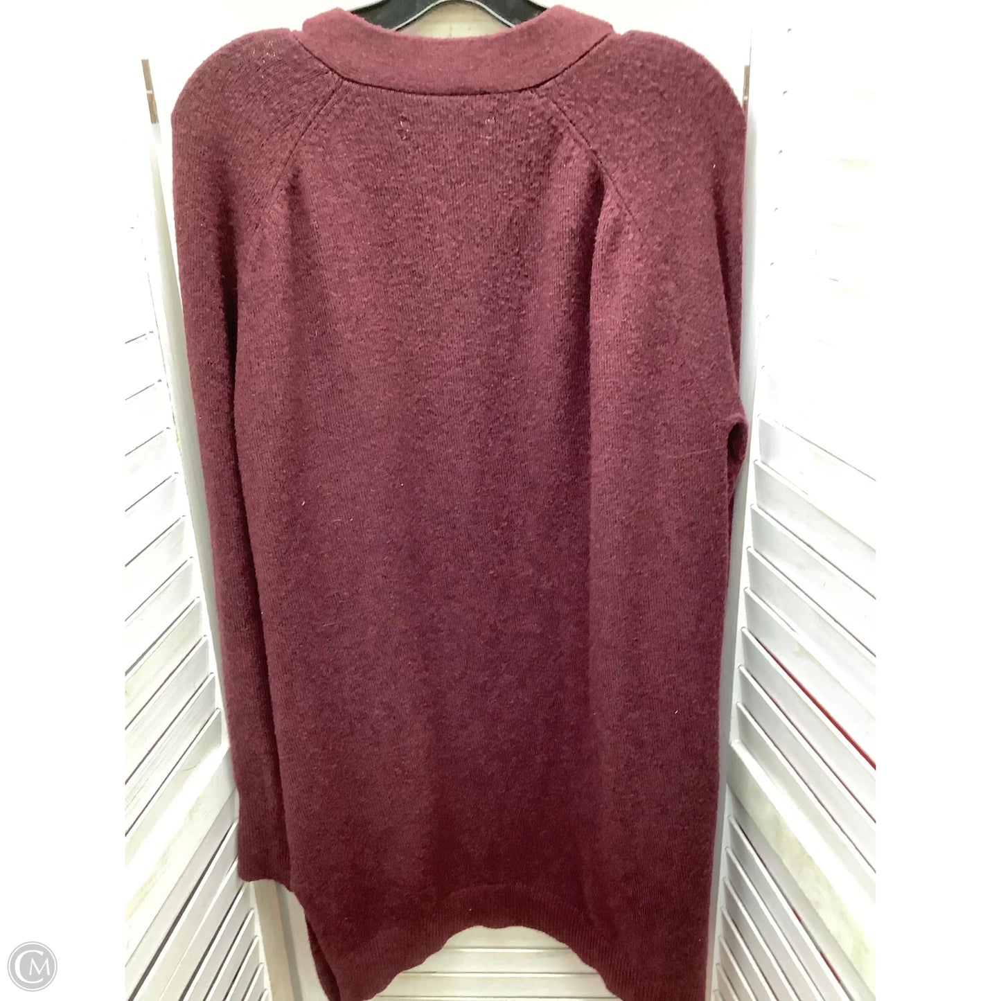 Sweater Cardigan By Loft In Maroon, Size: Xl
