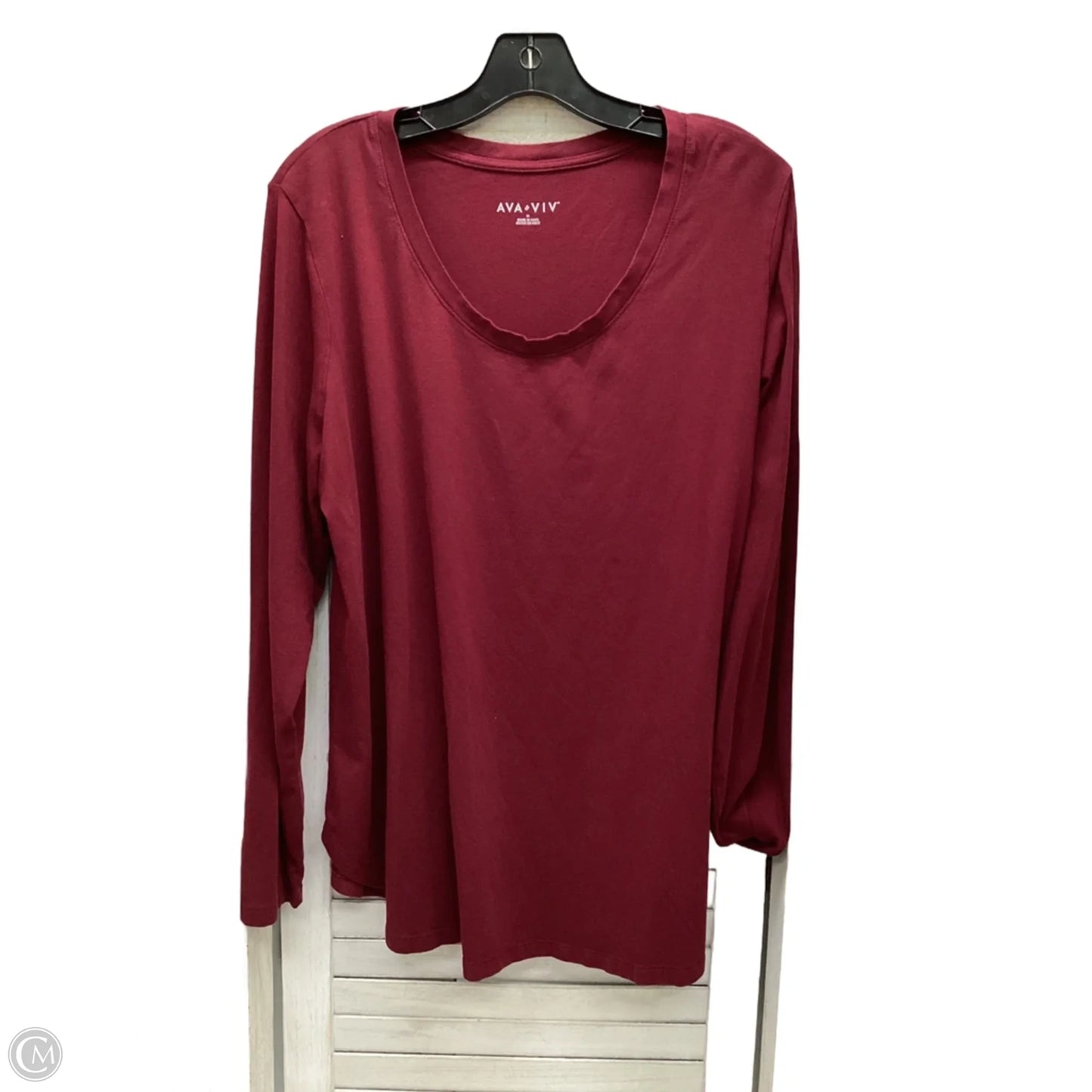 Top Long Sleeve By Ava & Viv In Maroon, Size: 1x