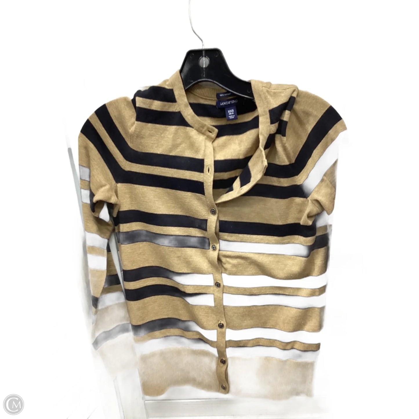 Cardigan By Lands End In Striped Pattern, Size: Xxs