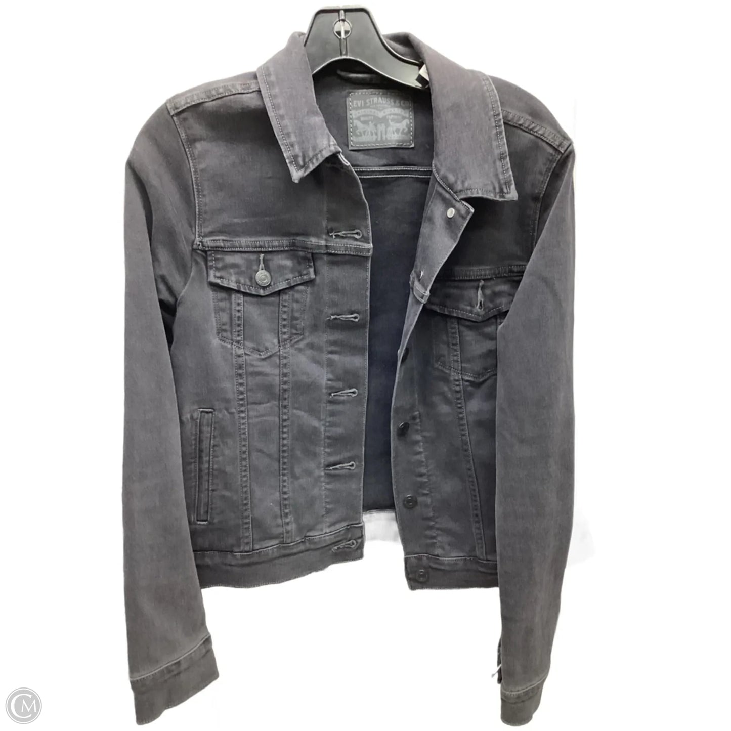 Jacket Denim By Levis In Black Denim, Size: M