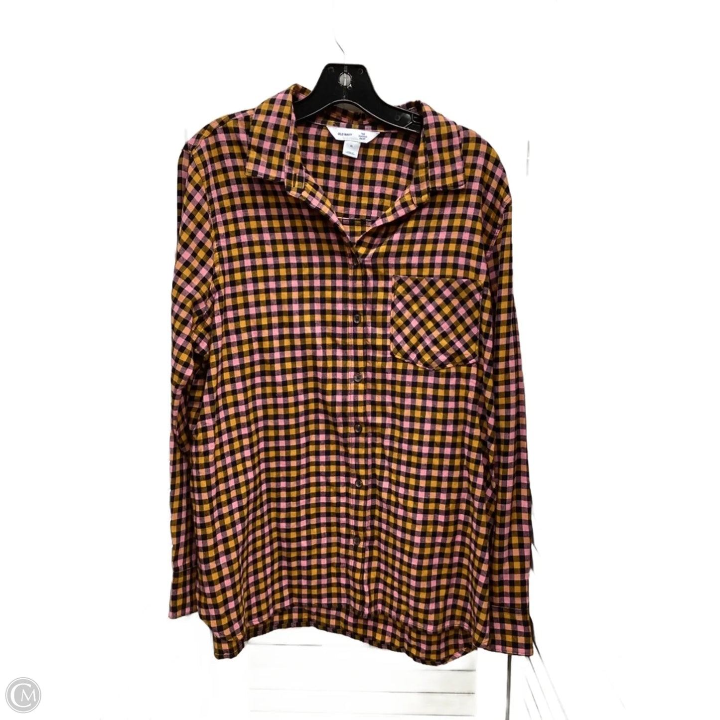 Top Long Sleeve By Old Navy In Plaid Pattern, Size: Xl