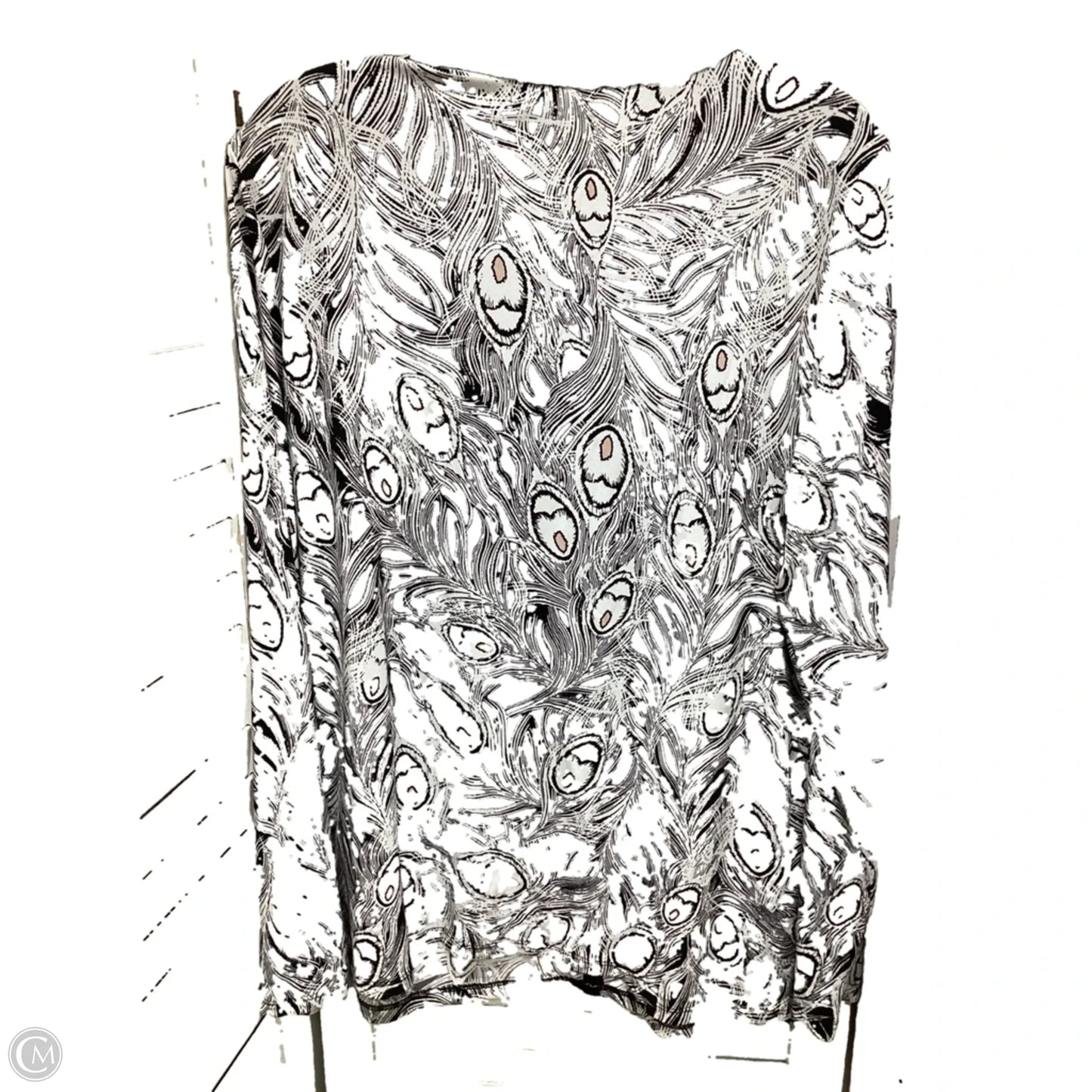 Top Long Sleeve By Liz Claiborne In Black & White, Size: L