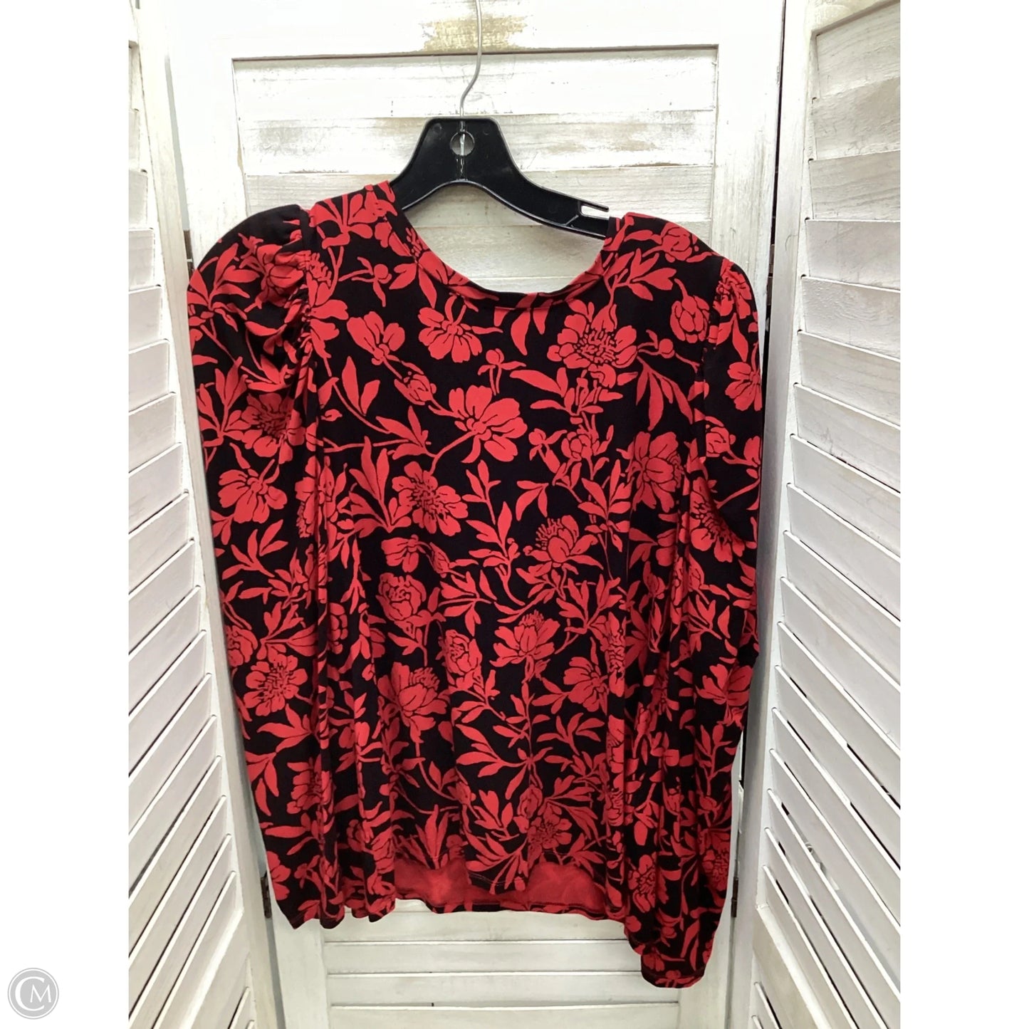 Top Long Sleeve By Chicos In Black & Red, Size: L