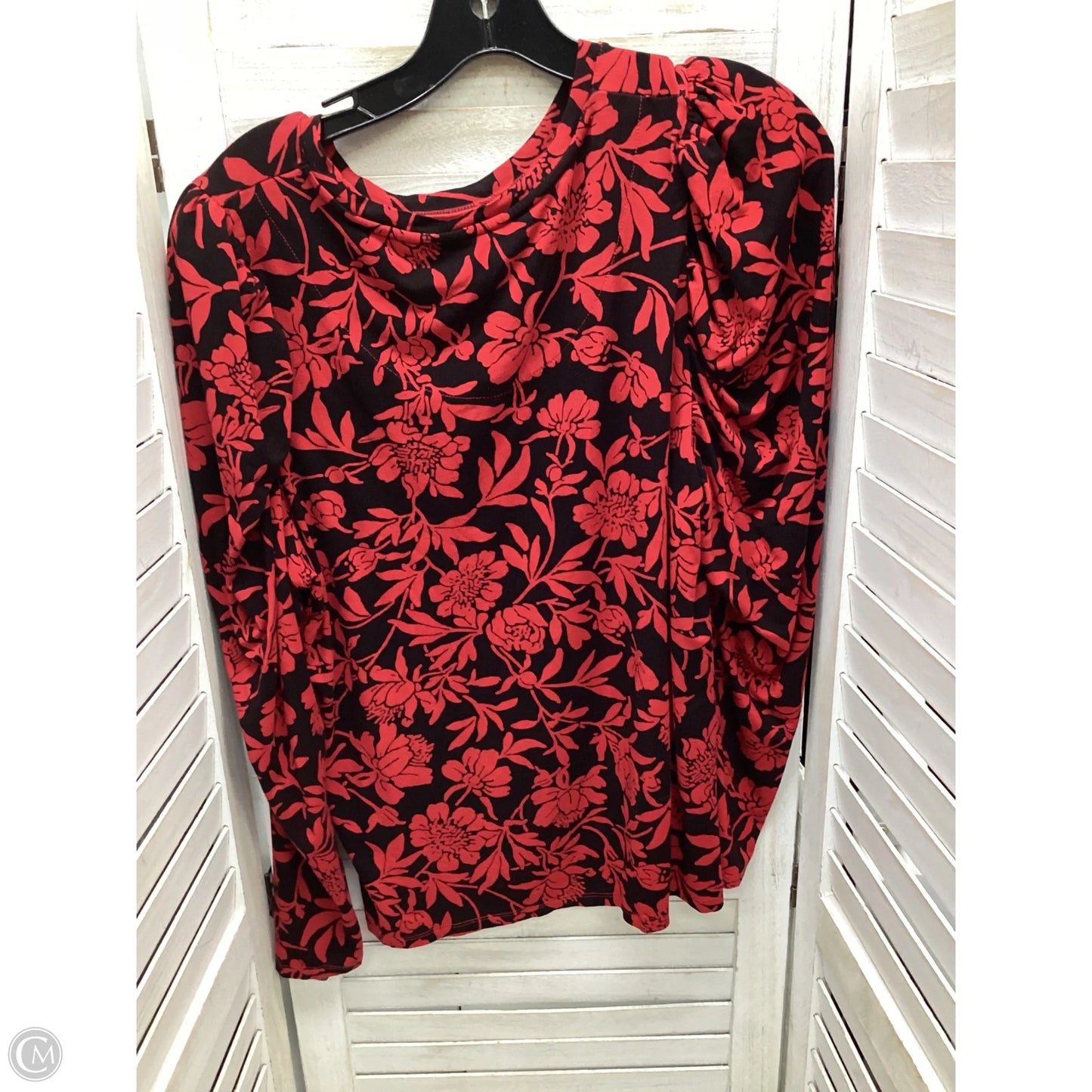 Top Long Sleeve By Chicos In Black & Red, Size: L