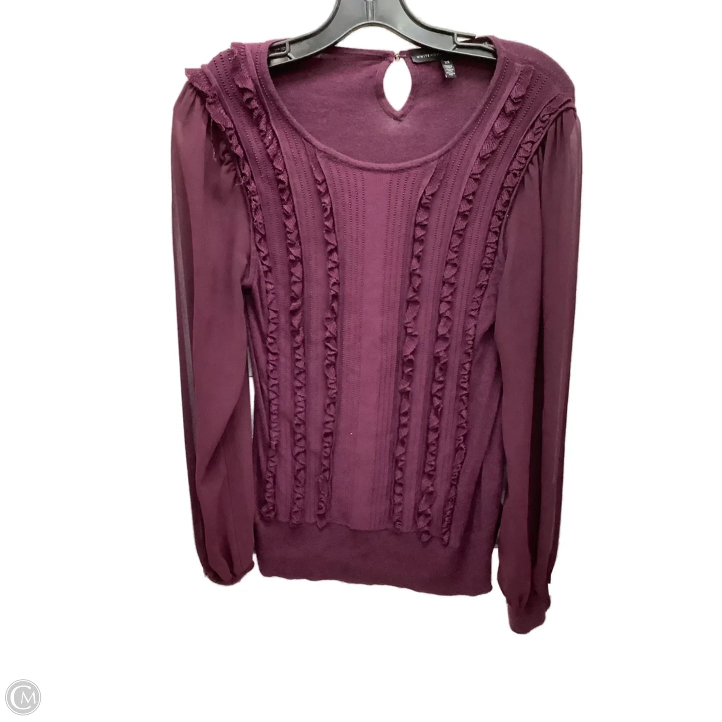 Top Long Sleeve By White House Black Market In Purple, Size: Xs