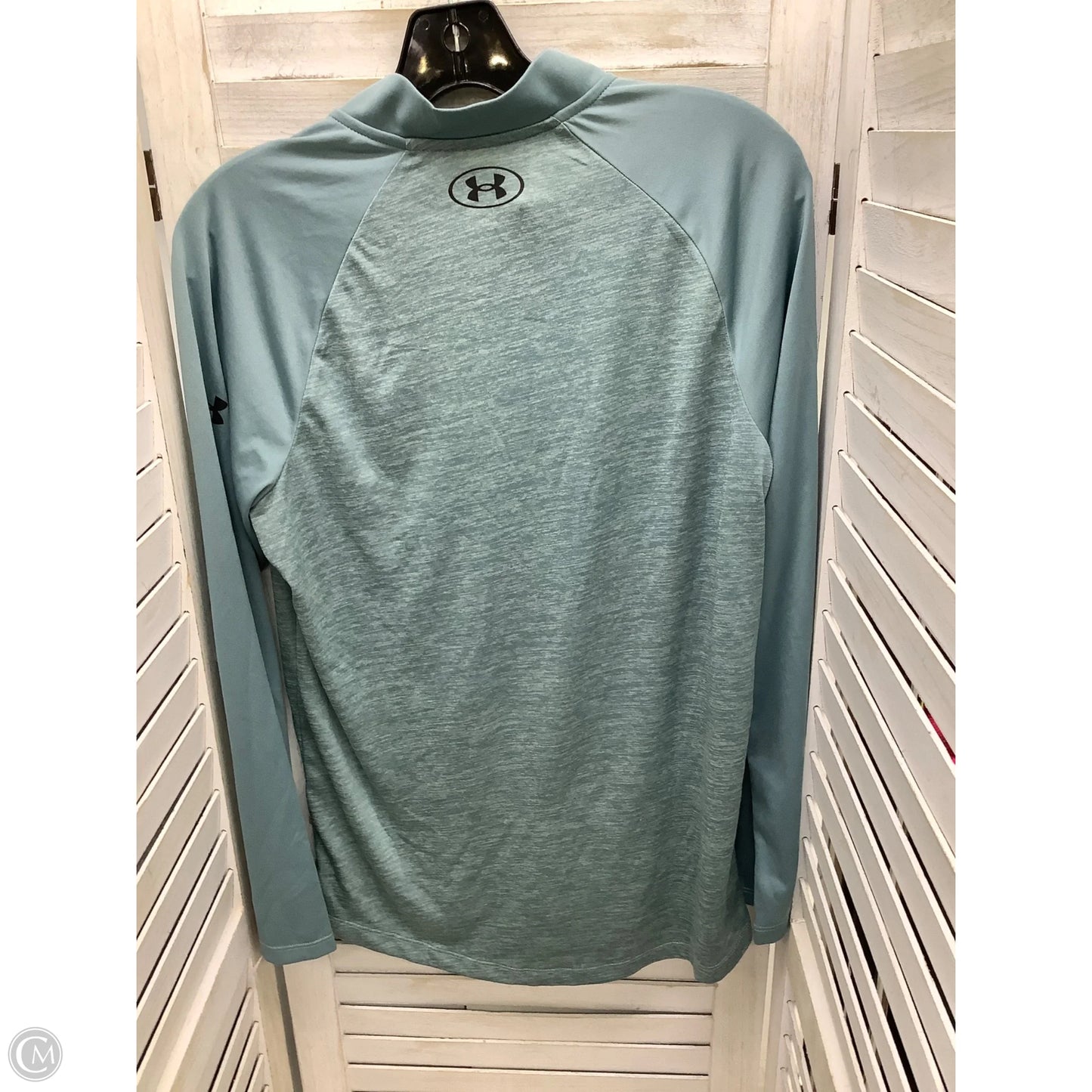 Athletic Top Long Sleeve Crewneck By Under Armour In Teal, Size: S