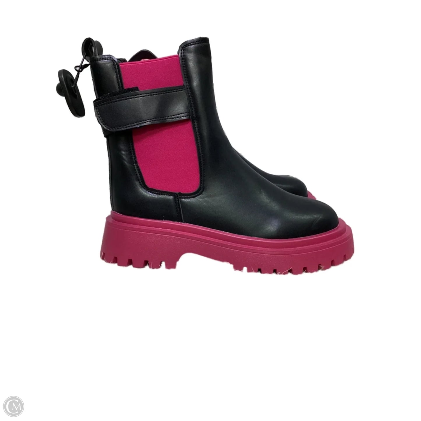 Boots Rain By Clothes Mentor In Black & Pink, Size: 9