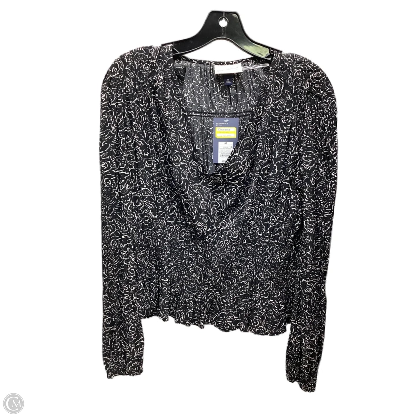 Top Long Sleeve By Universal Thread In Black & White, Size: M