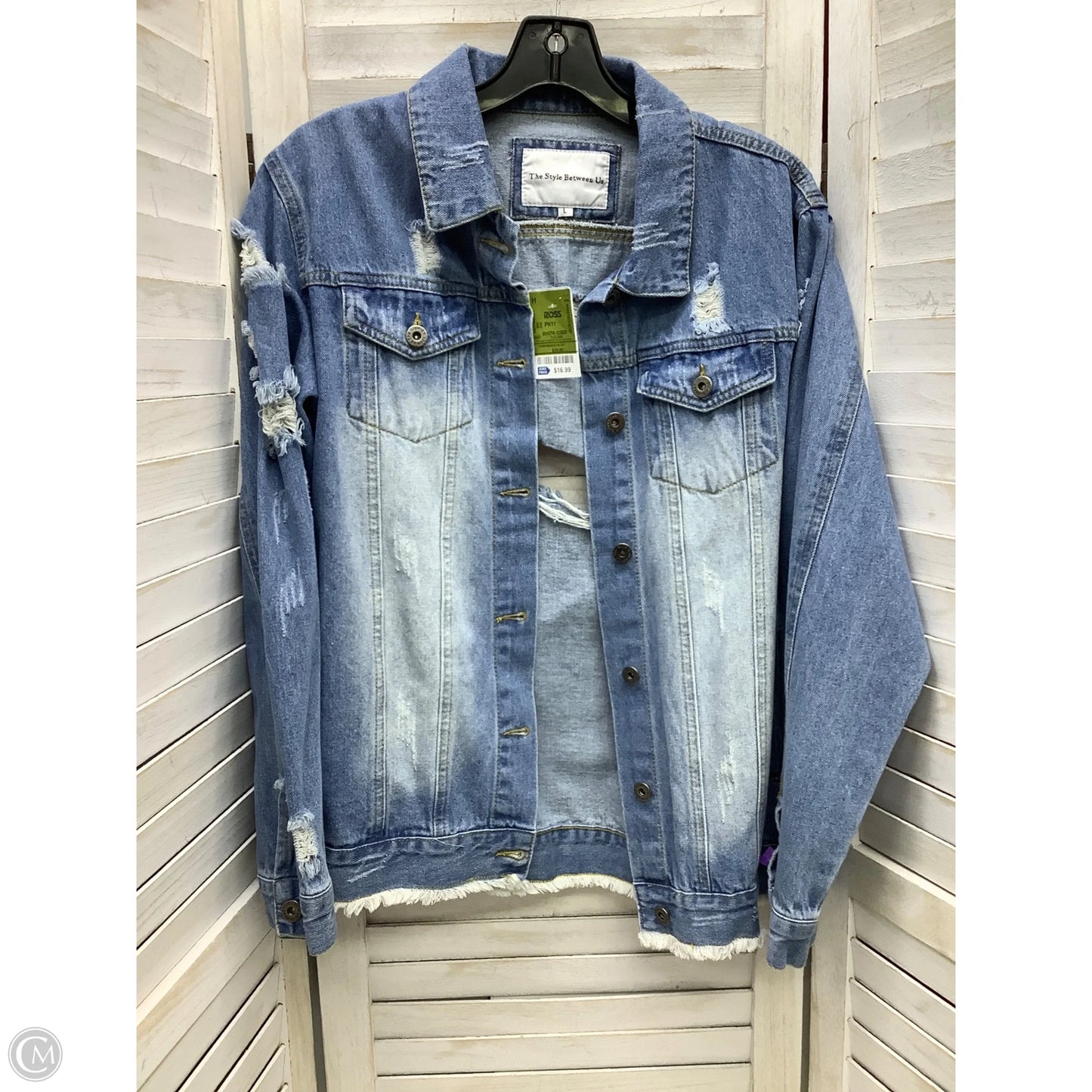 Jacket Denim By Clothes Mentor In Blue, Size: L