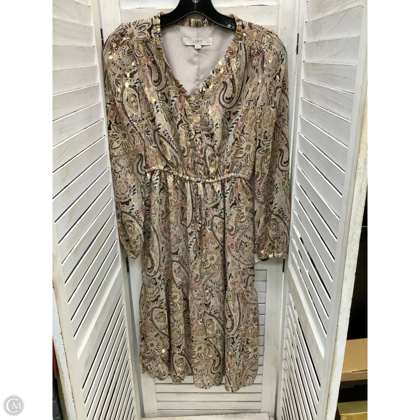 Dress Casual Midi By Loft In Multi-colored, Size: Xs