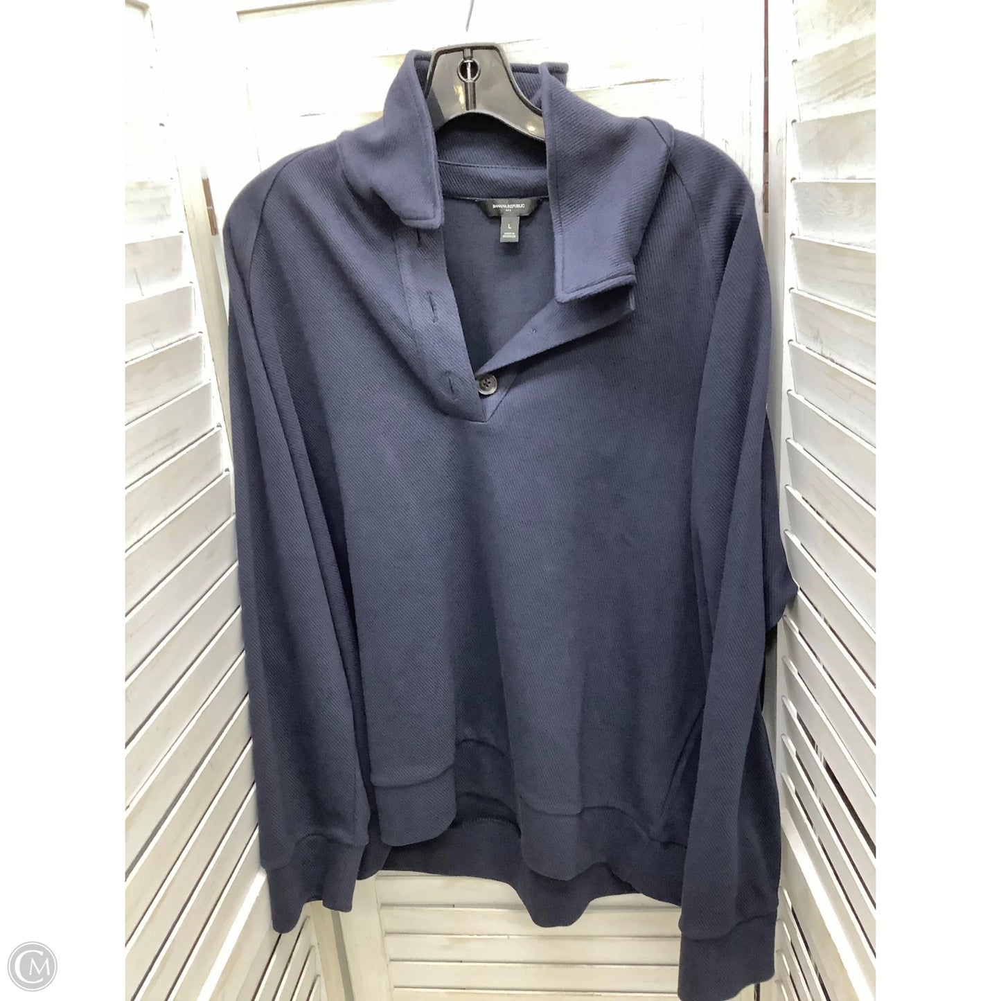 Top Long Sleeve By Banana Republic In Navy, Size: L