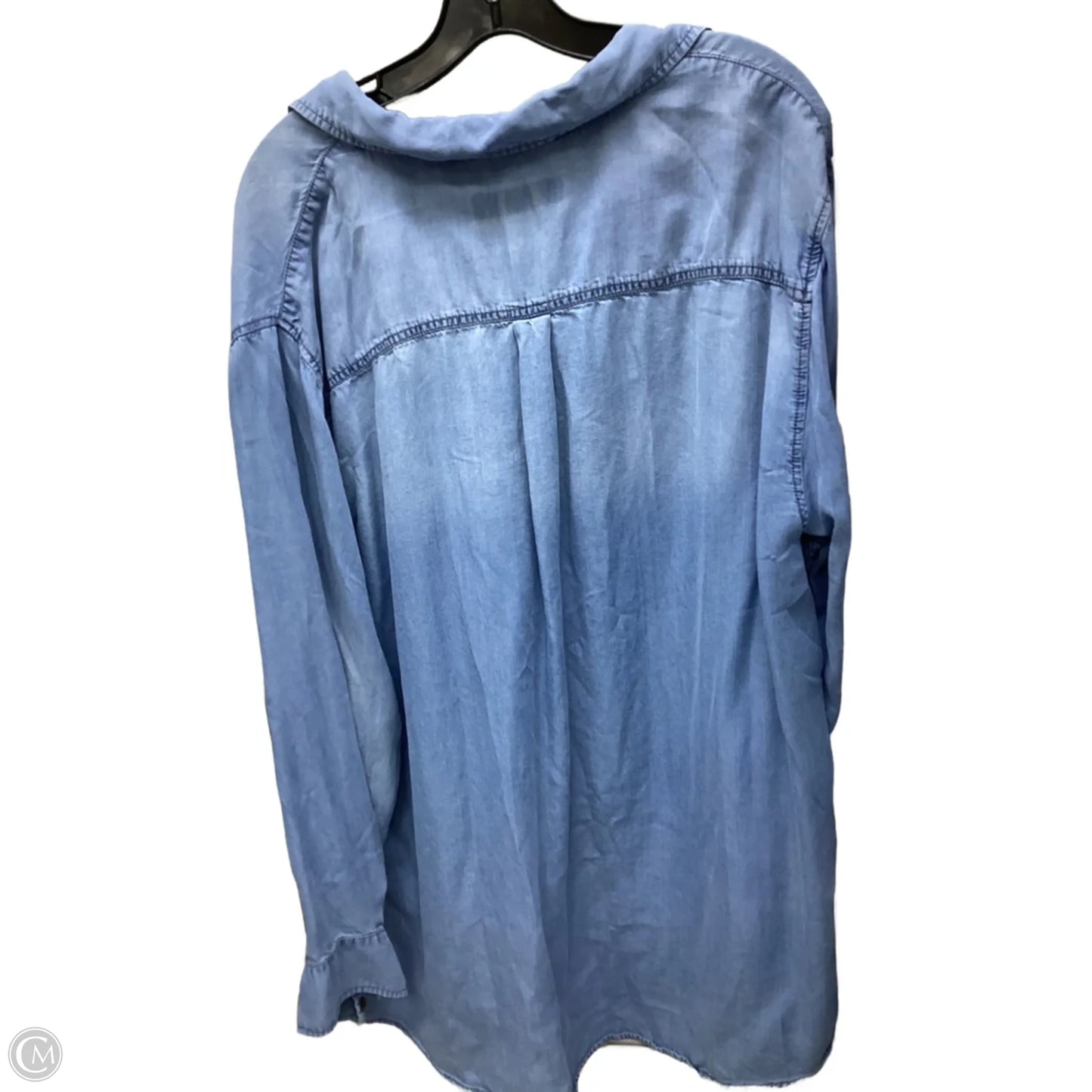Top Long Sleeve By Ava & Viv In Blue Denim, Size: 3x