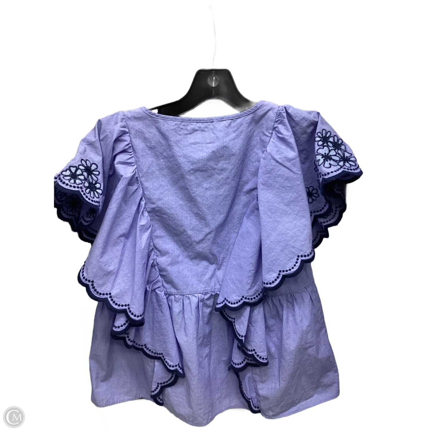 Top Short Sleeve Designer By Kate Spade In Blue Denim, Size: Xs