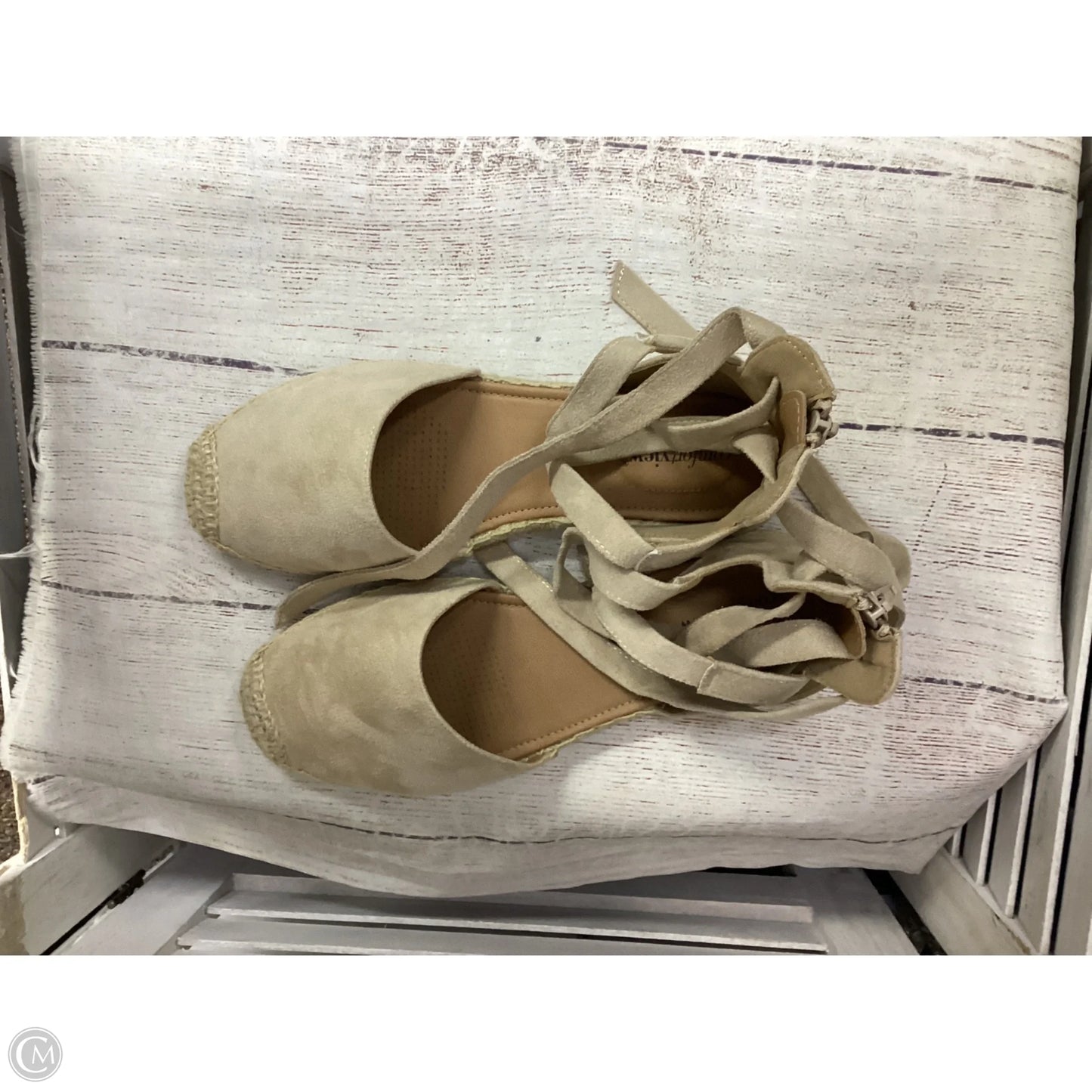 Sandals Heels Wedge By Comfortview In Beige, Size: 9.5
