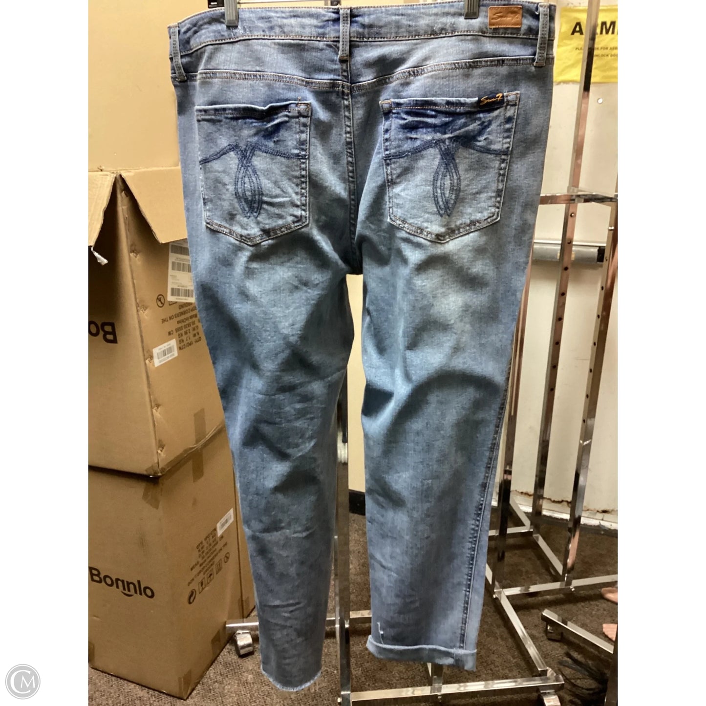 Jeans Boyfriend By Seven 7 In Blue Denim, Size: 14