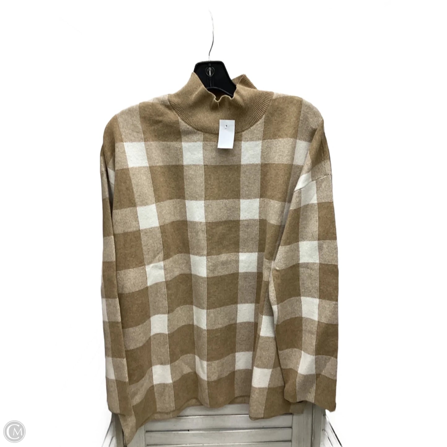 Top Long Sleeve By Loft In Brown & Cream, Size: L