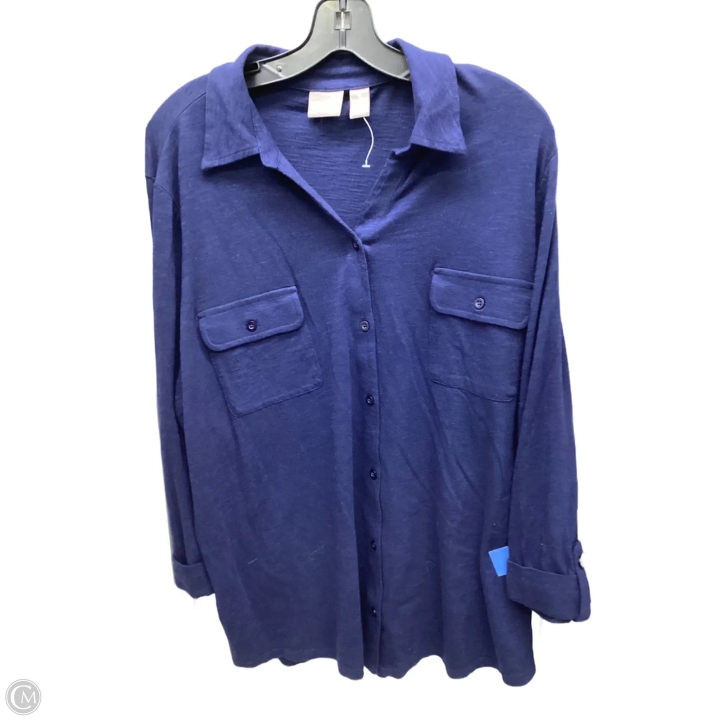 Top Long Sleeve By Chicos In Navy, Size: Xl