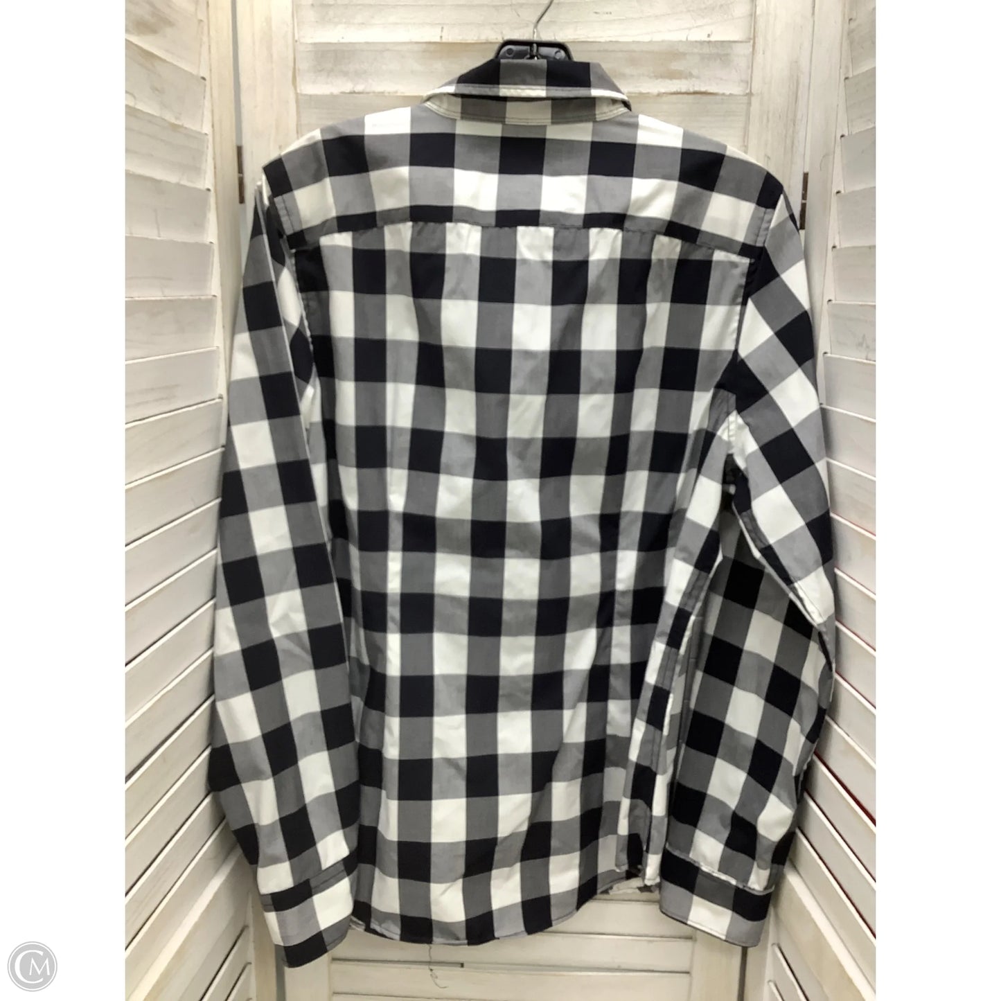 Top Long Sleeve By Chaps In Black & White, Size: L