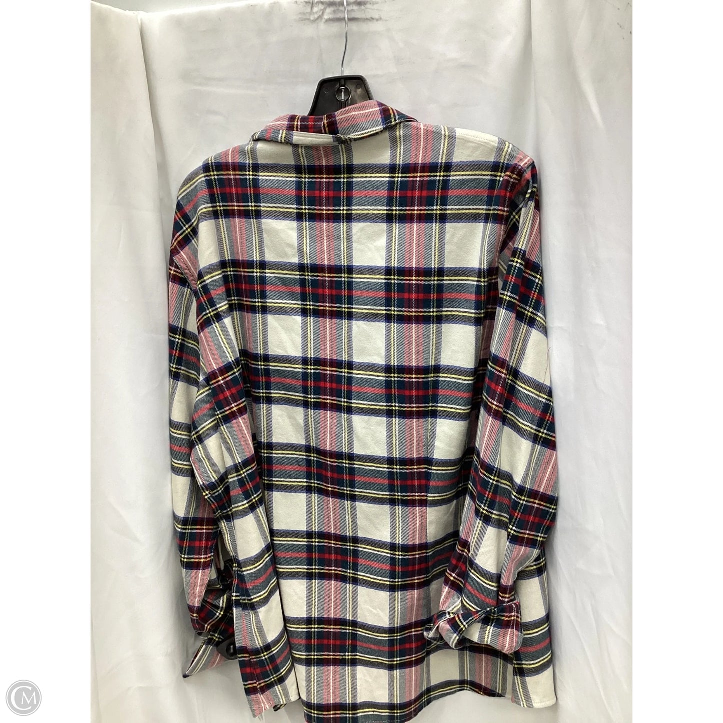 Top Long Sleeve By Chaps In Plaid Pattern, Size: Xxl