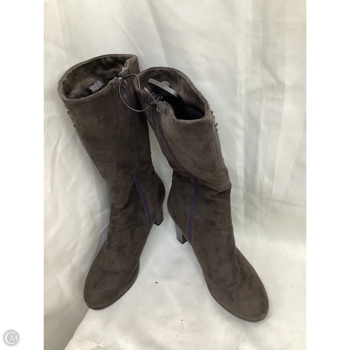 Boots Mid-calf Heels By Clothes Mentor In Grey, Size: 9
