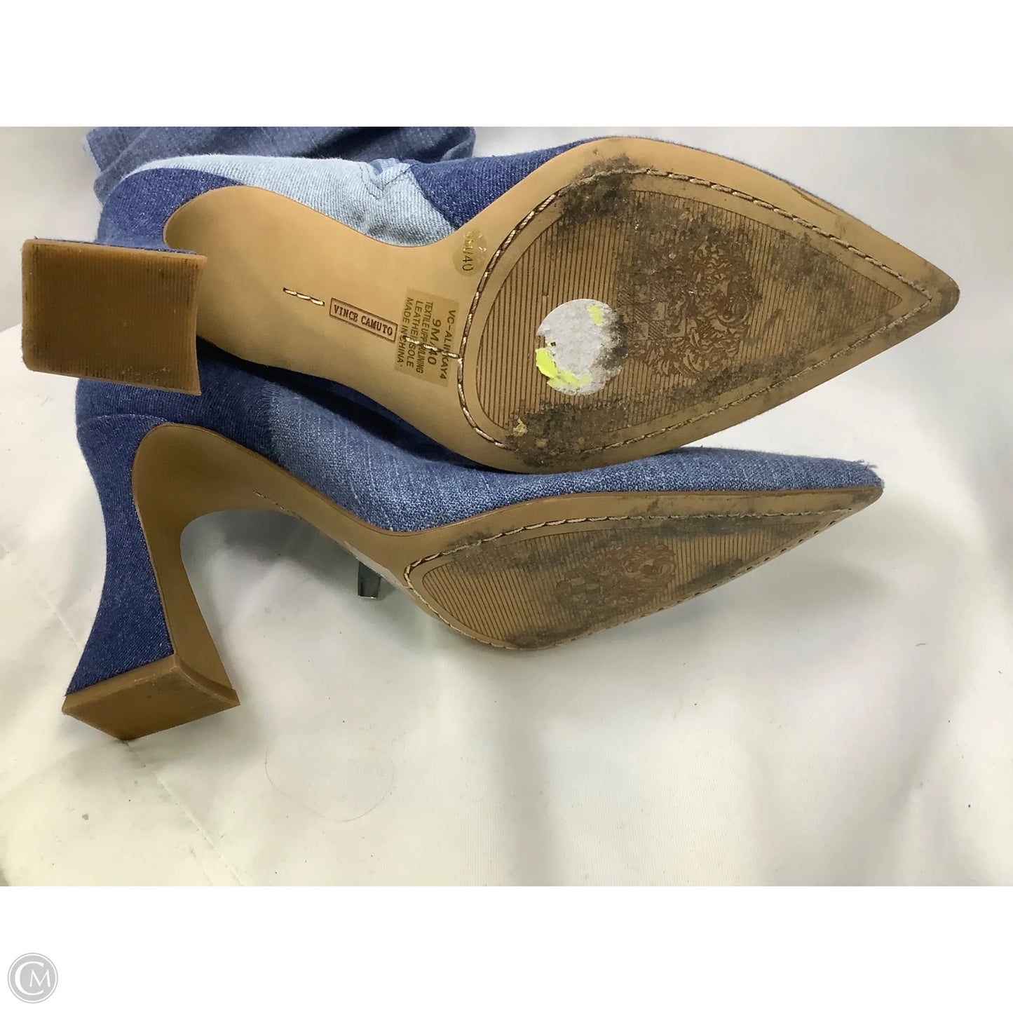 Boots Mid-calf Heels By Vince Camuto In Blue Denim, Size: 9