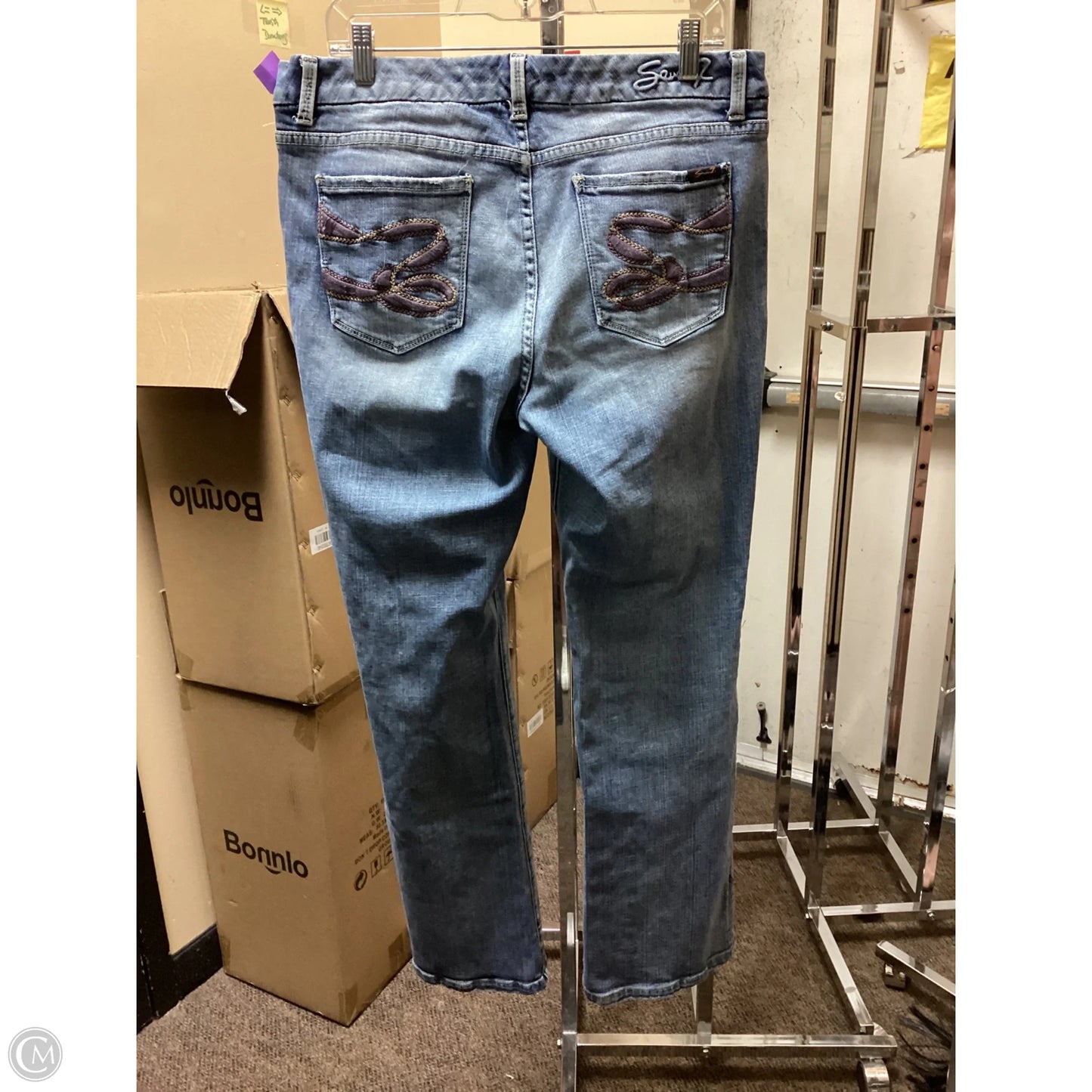 Jeans Straight By Seven 7 In Blue Denim, Size: 14