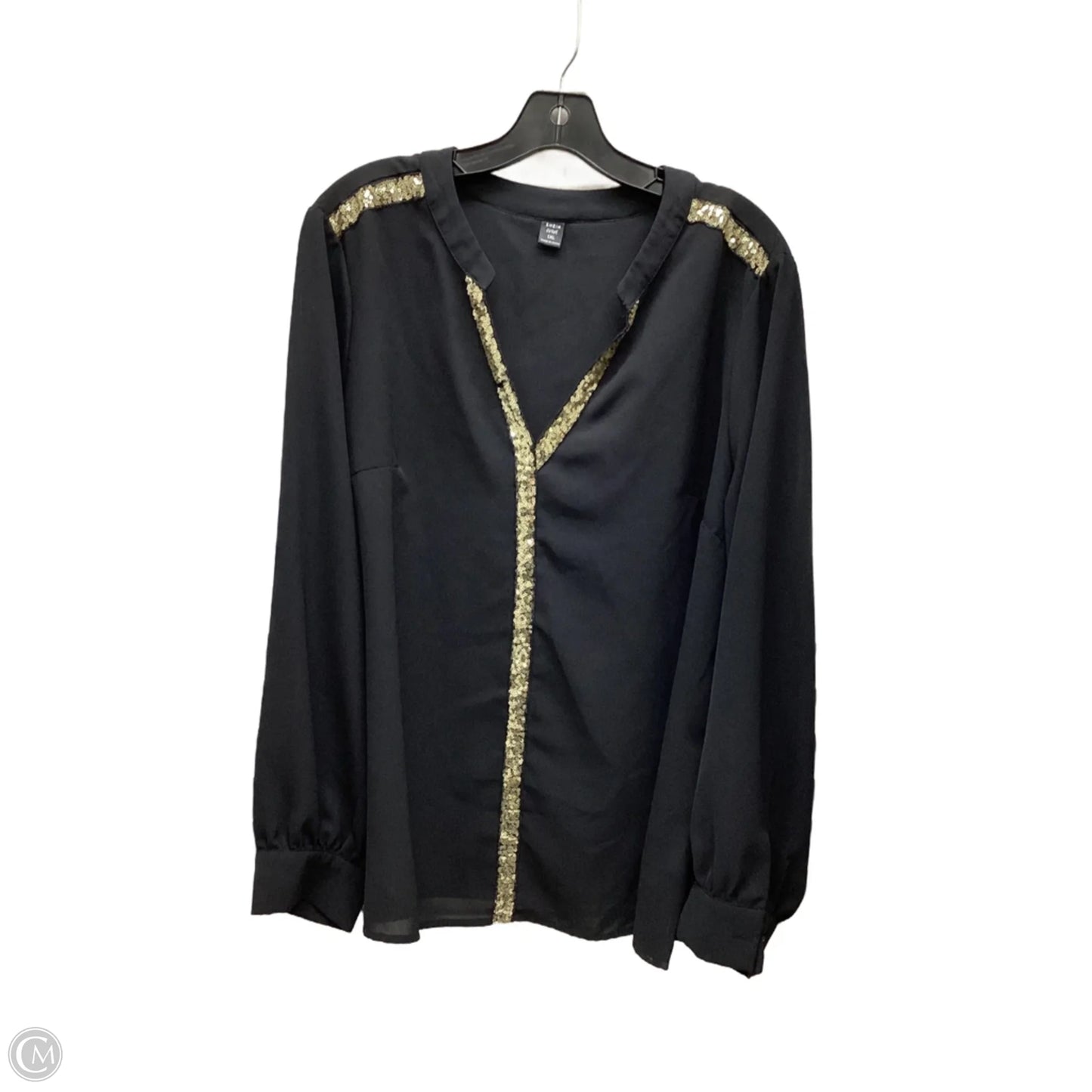 Top Long Sleeve By Shein In Black, Size: 1x