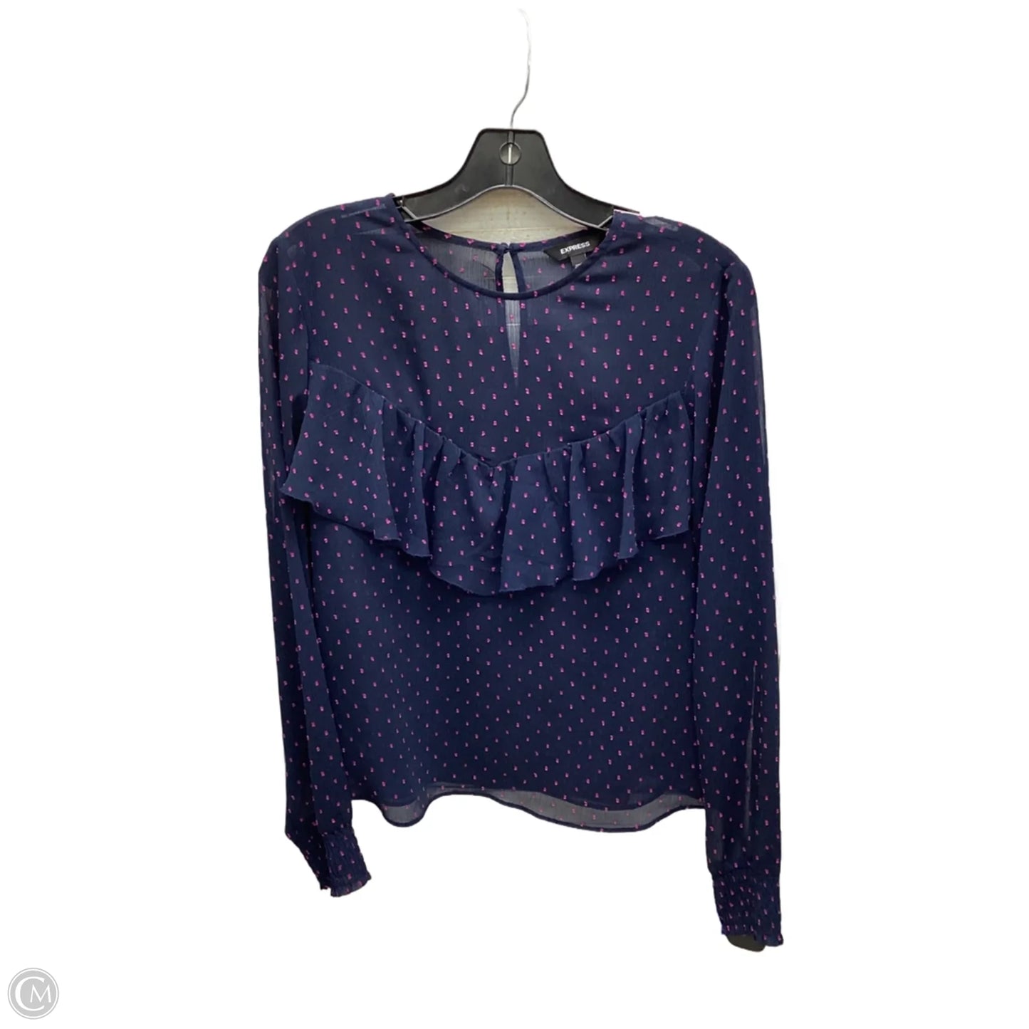 Top Long Sleeve By Express In Navy, Size: M