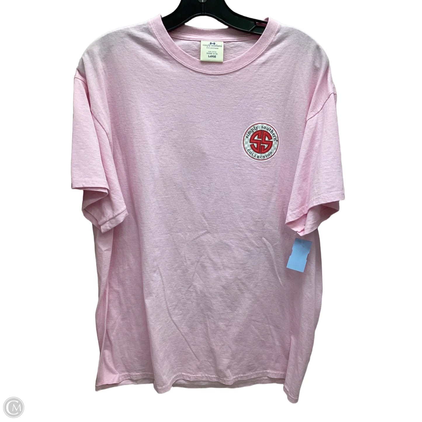 Top Short Sleeve By Simply Southern In Pink, Size: L