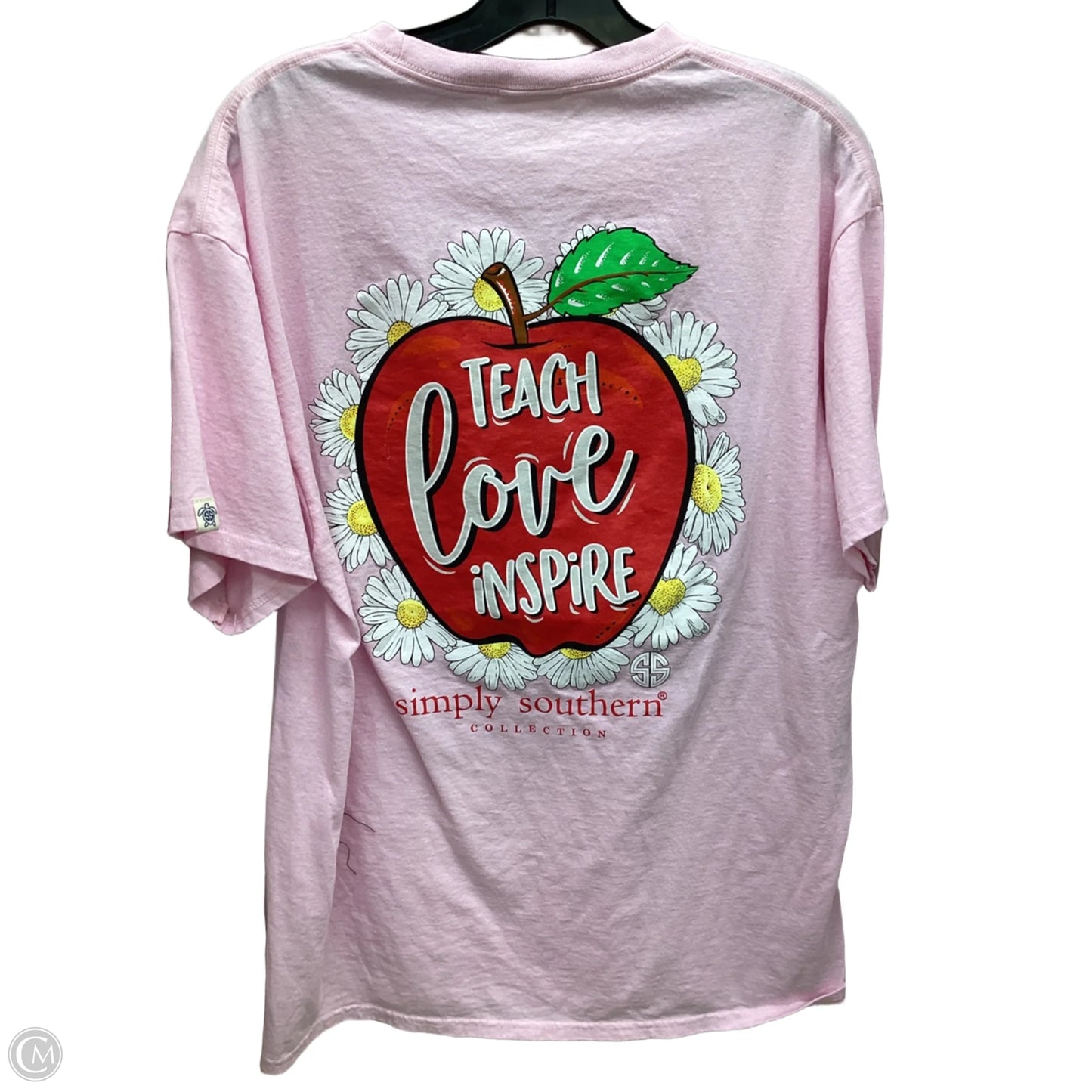 Top Short Sleeve By Simply Southern In Pink, Size: L