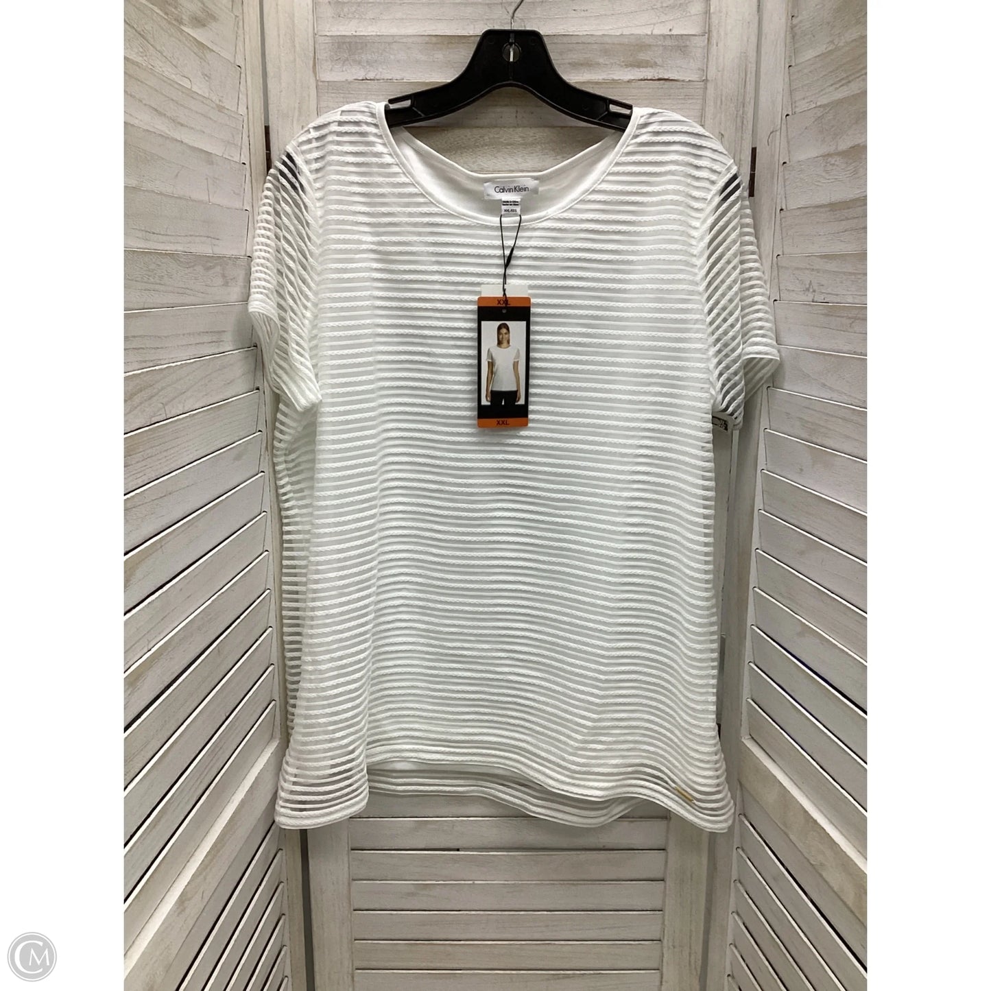 Top Short Sleeve By Calvin Klein In White, Size: Xxl