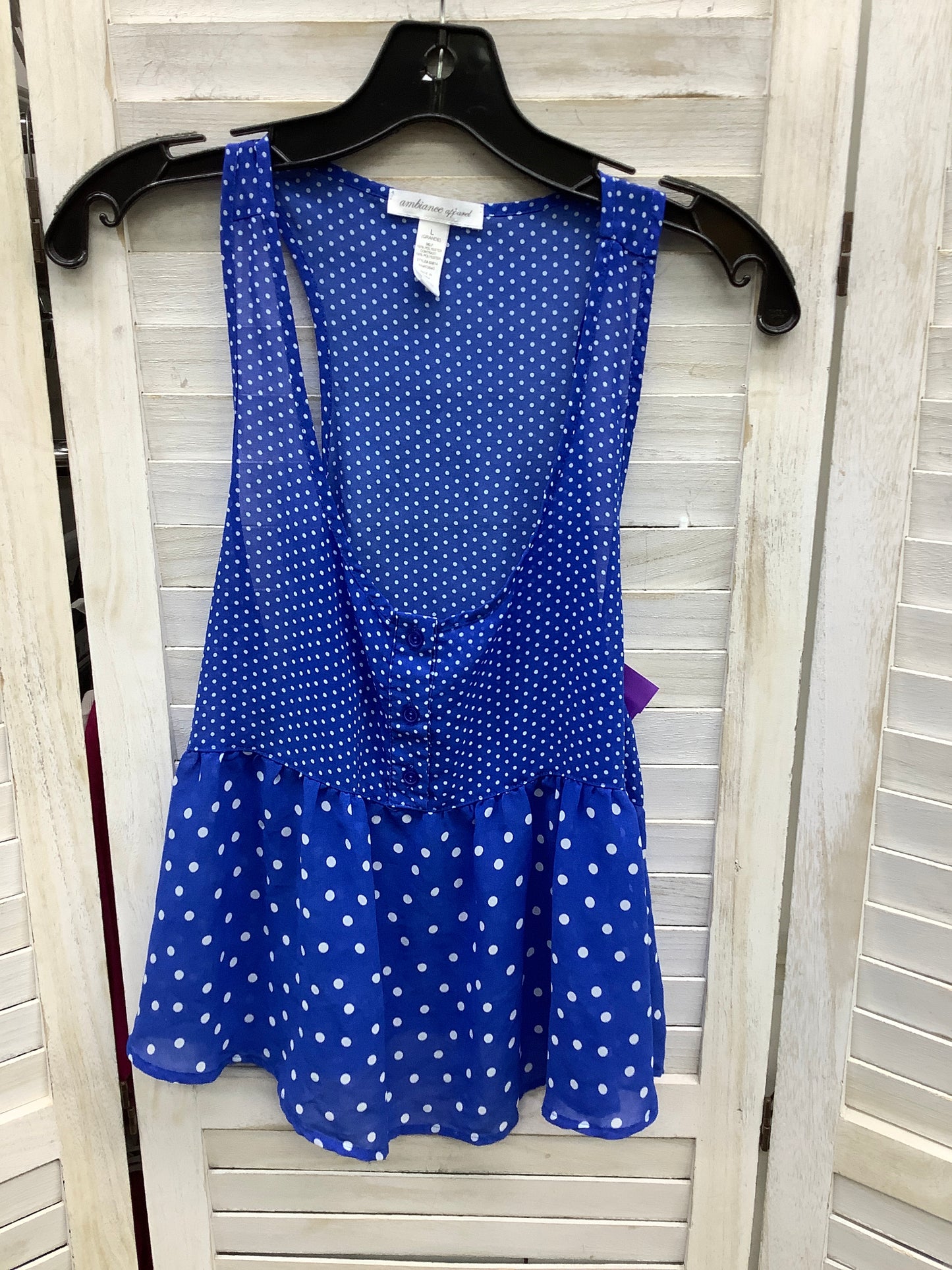 Top Sleeveless Basic By Ambiance Apparel Size: L