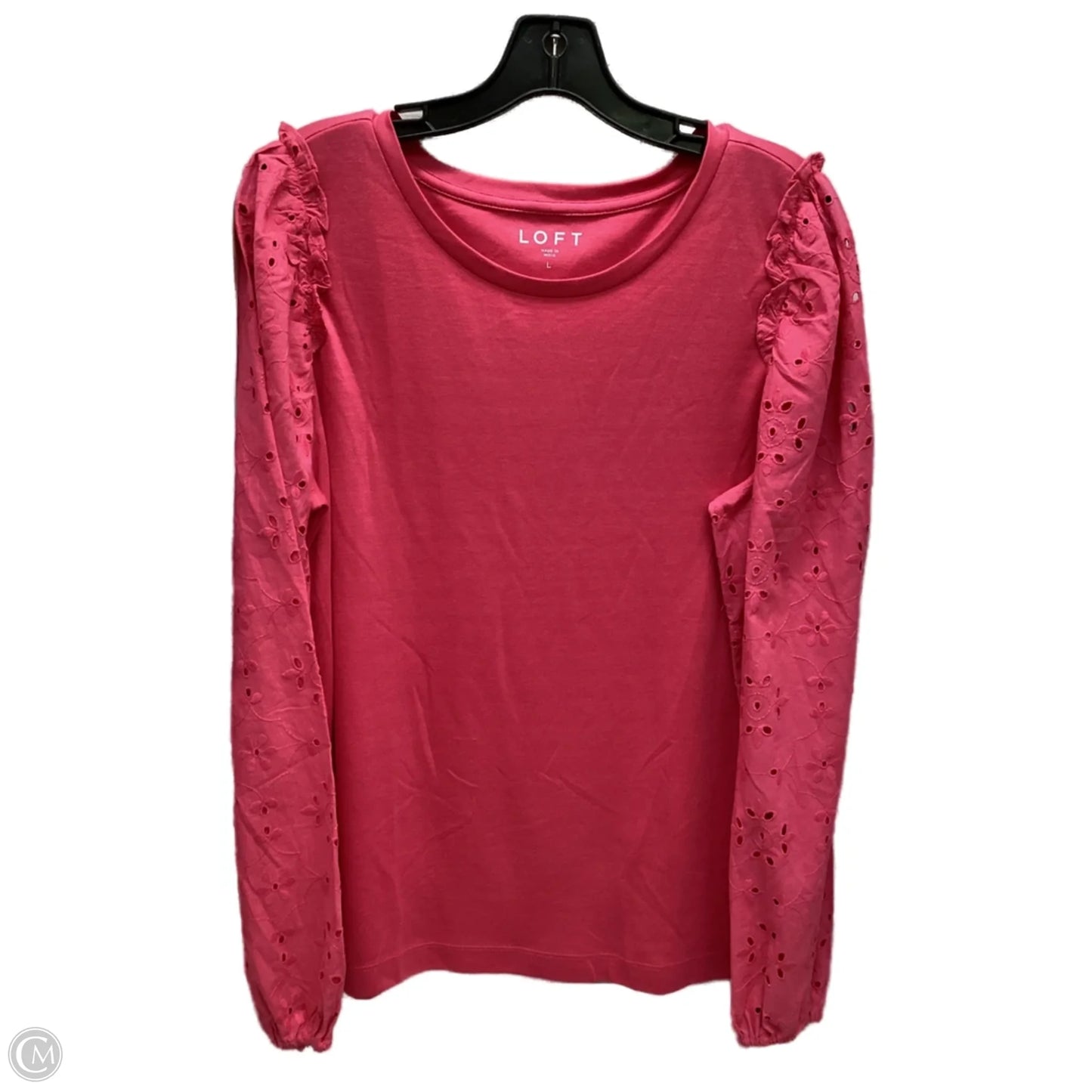 Top Long Sleeve Basic By Loft In Pink, Size: L