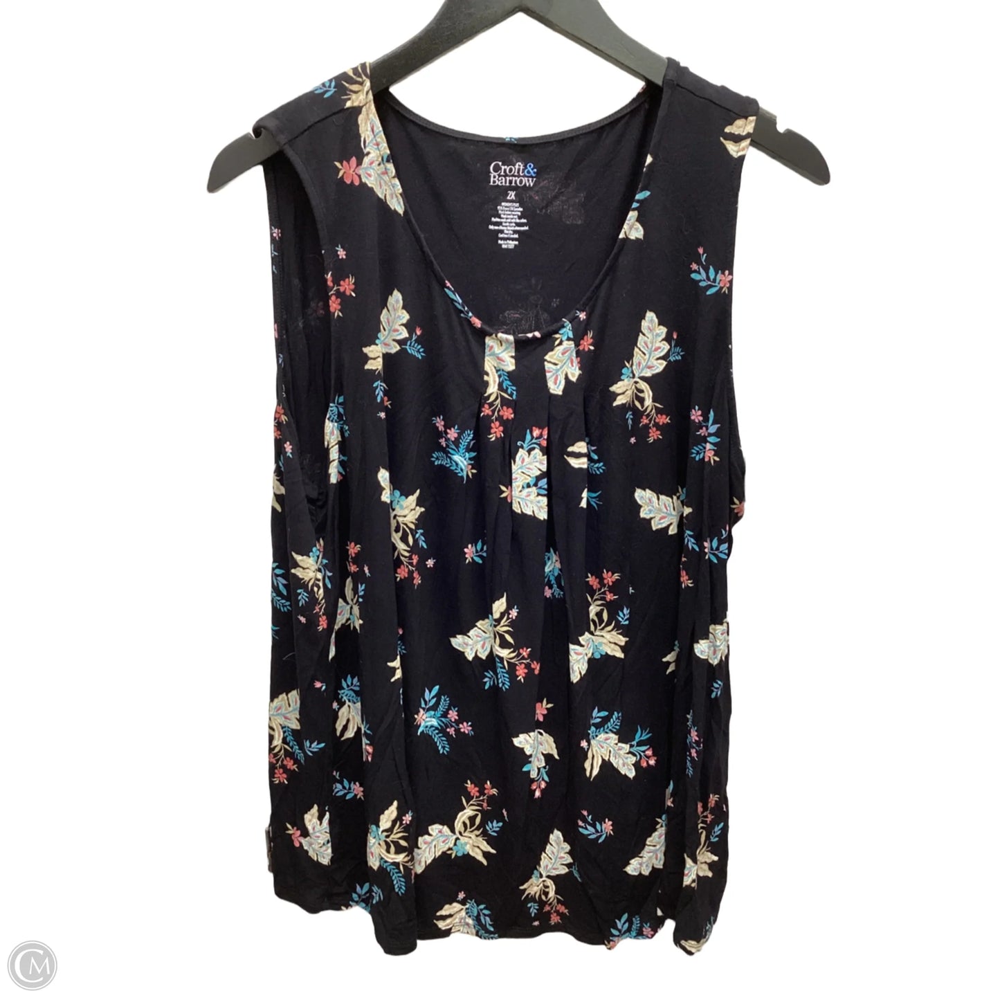 Top Sleeveless By Croft And Barrow In Floral Print, Size: 2x