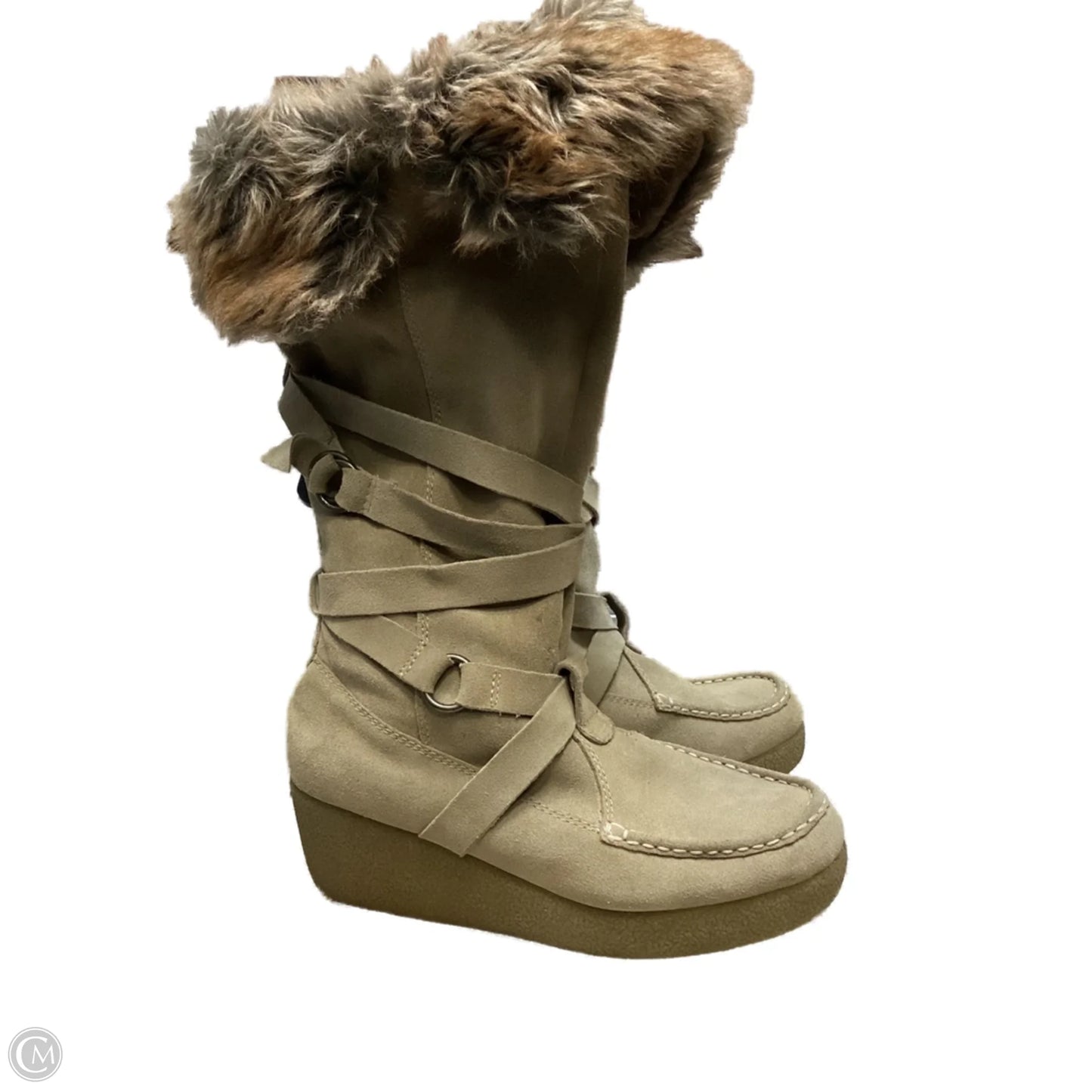 Boots Mid-calf Heels By Report In Tan, Size: 10