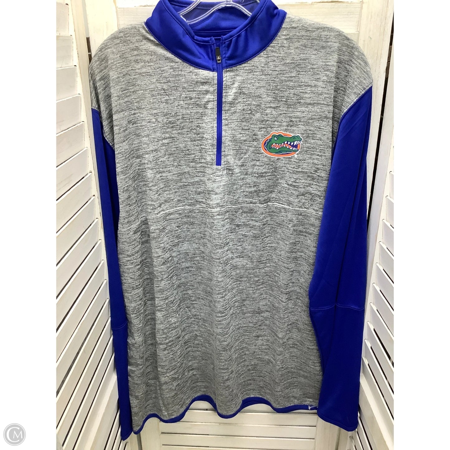 Athletic Jacket By Colosseum In Blue & Grey, Size: L