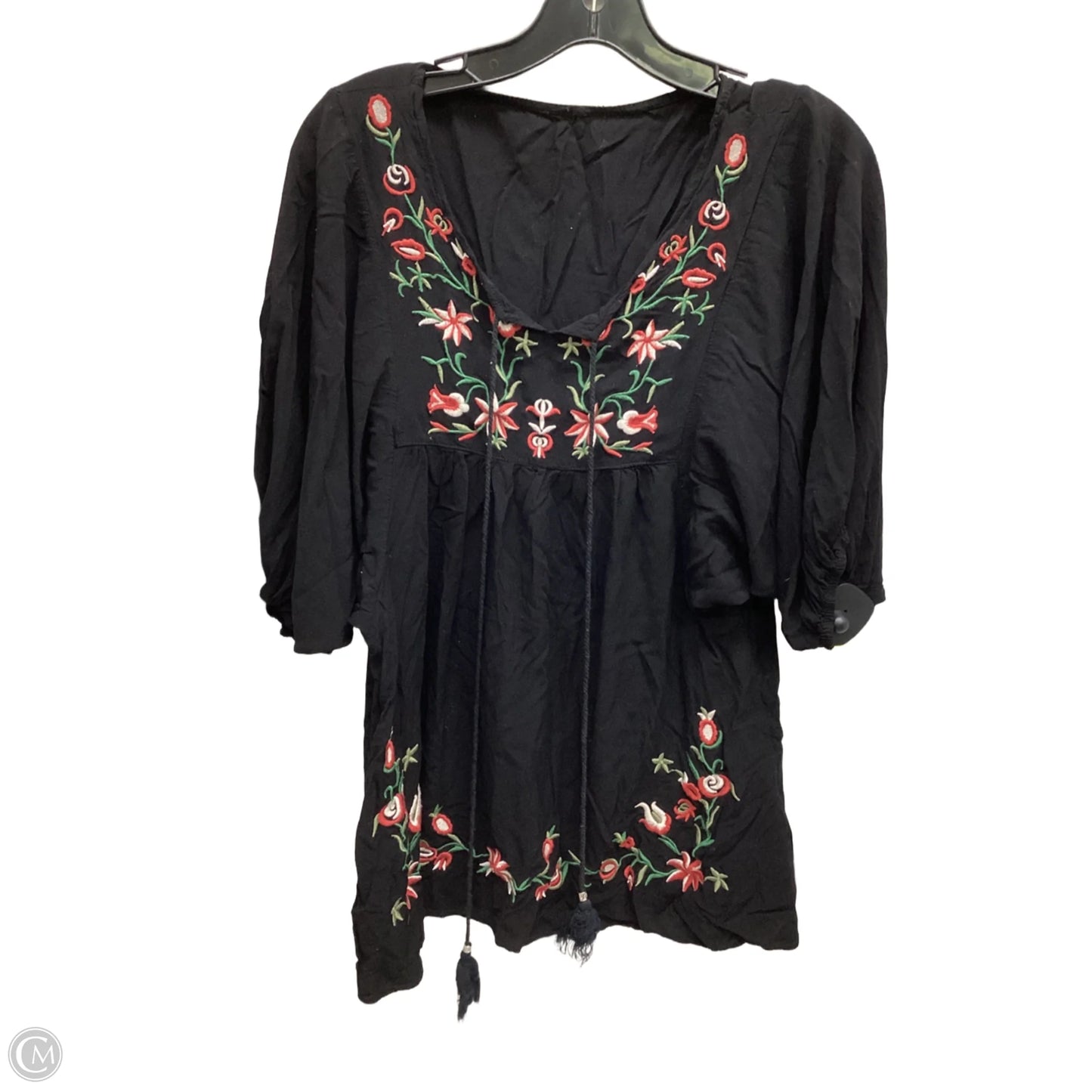 Top 3/4 Sleeve By Clothes Mentor In Black, Size: L