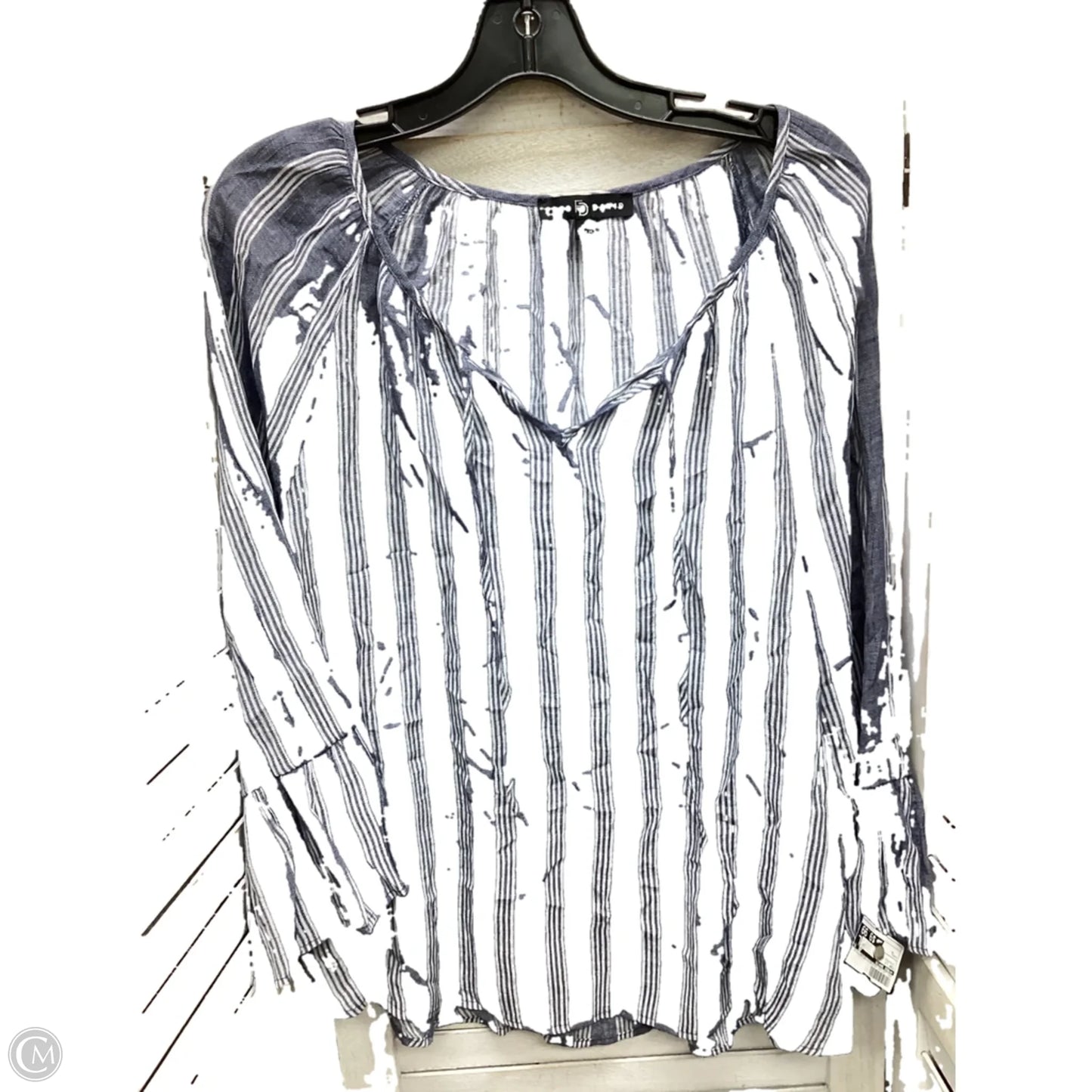 Top Long Sleeve By Fred David In Striped Pattern, Size: L