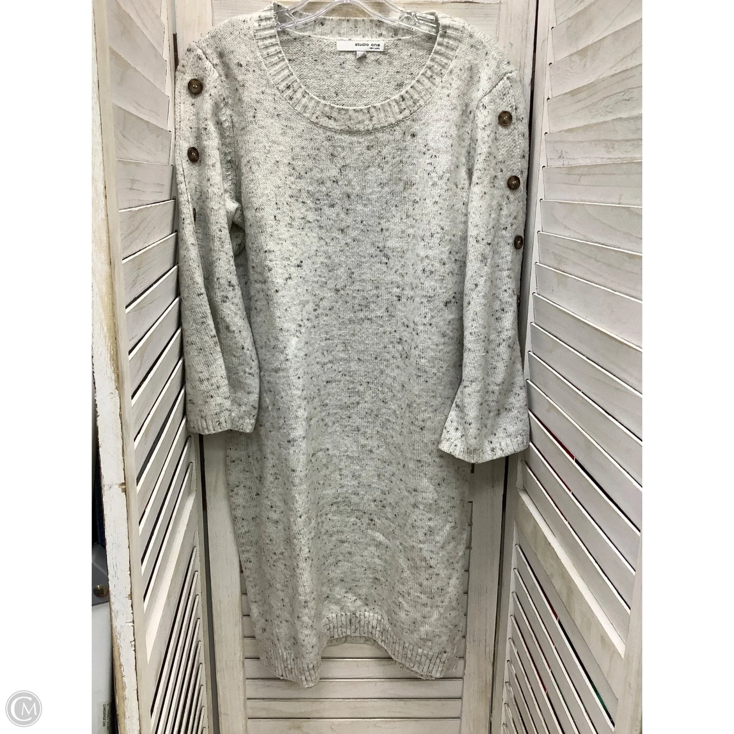 Dress Casual Midi By Studio 1 In Grey, Size: L