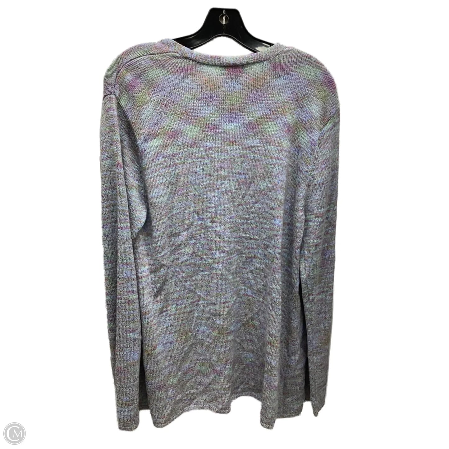 Sweater Cardigan By Talbots In Rainbow Print, Size: L