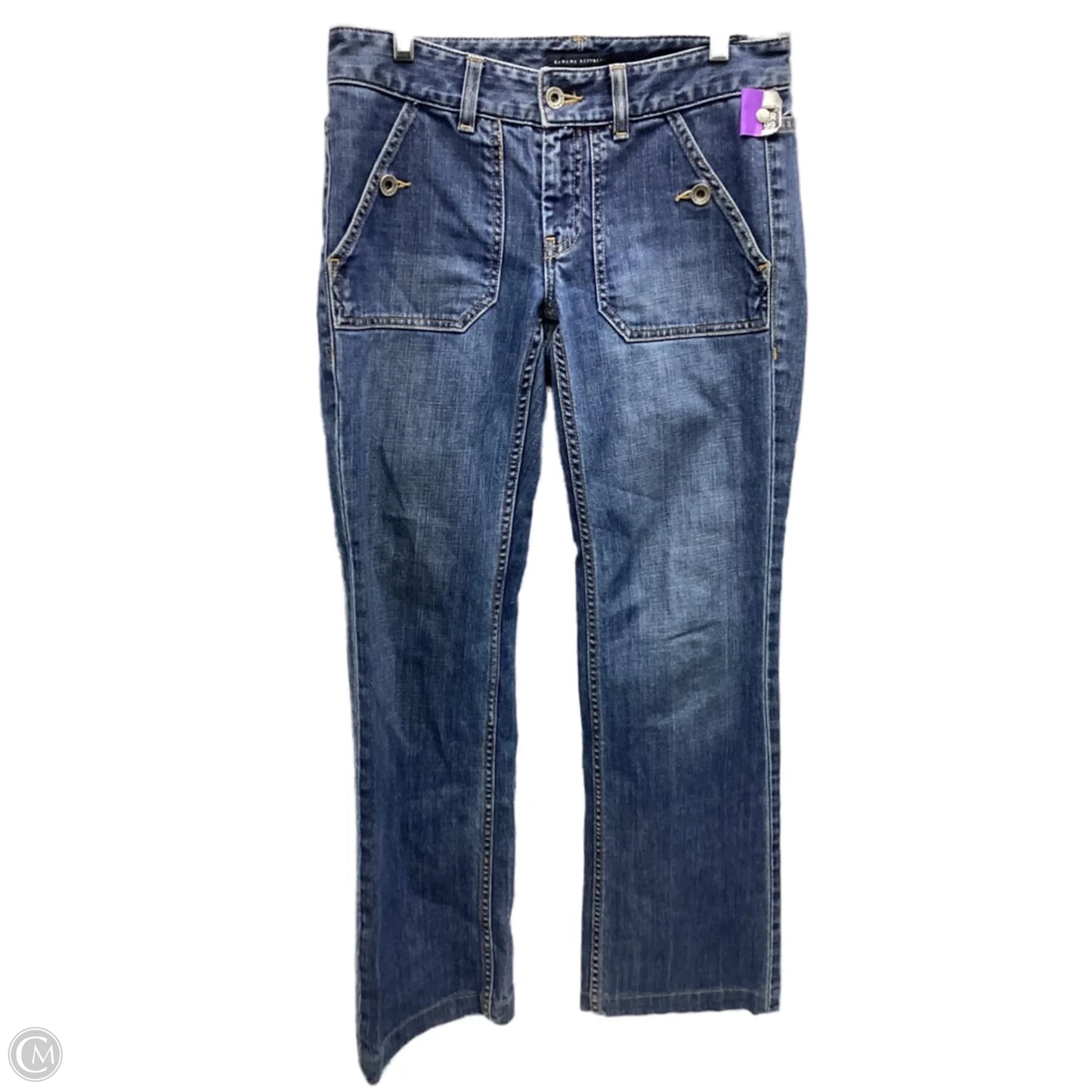 Jeans Flared By Banana Republic In Blue Denim, Size: 0