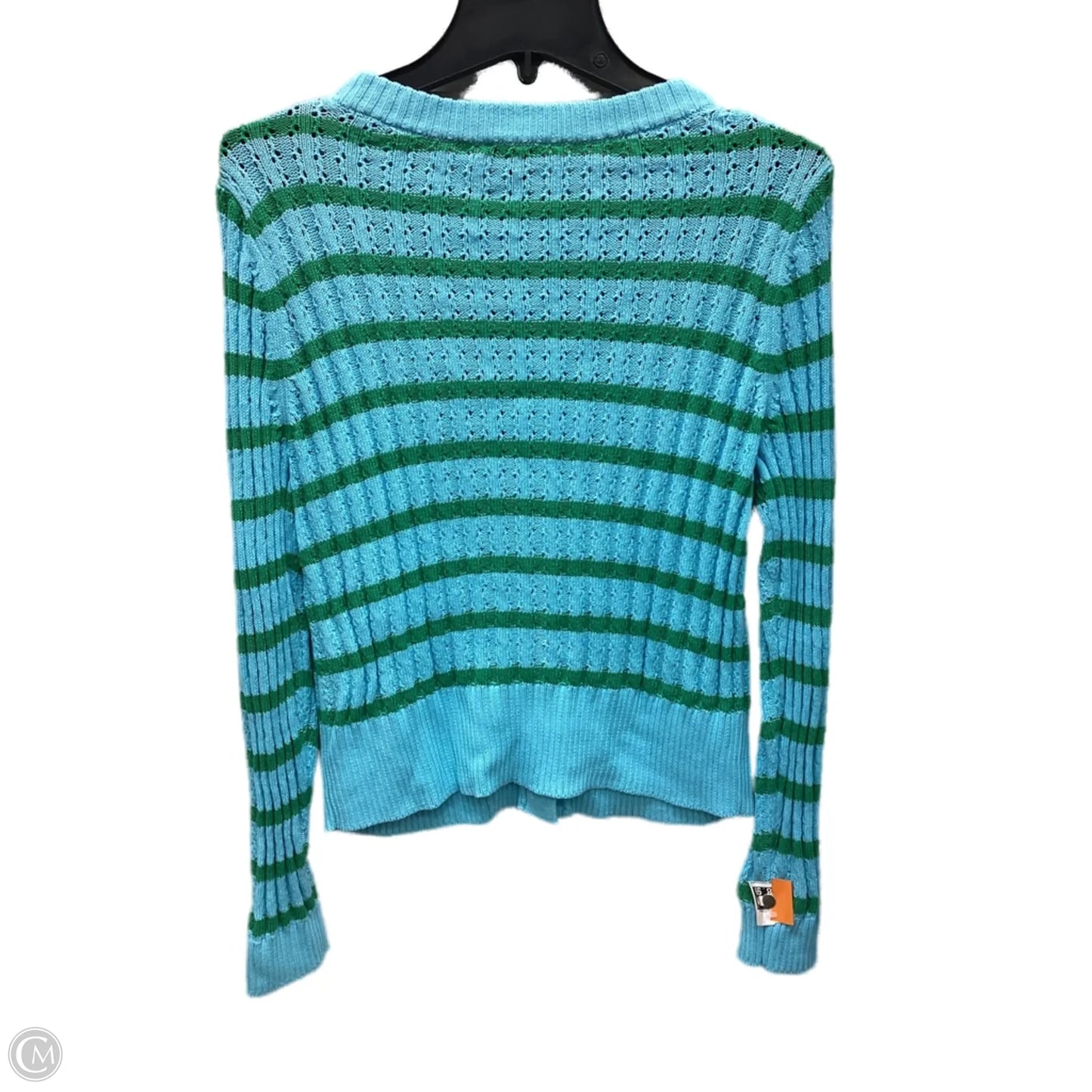 Sweater Cardigan By Talbots In Striped Pattern, Size: M