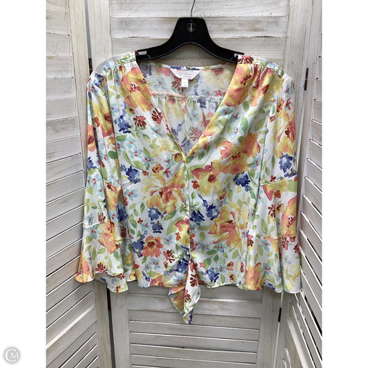 Blouse Long Sleeve By Lc Lauren Conrad In Floral Print, Size: Xl